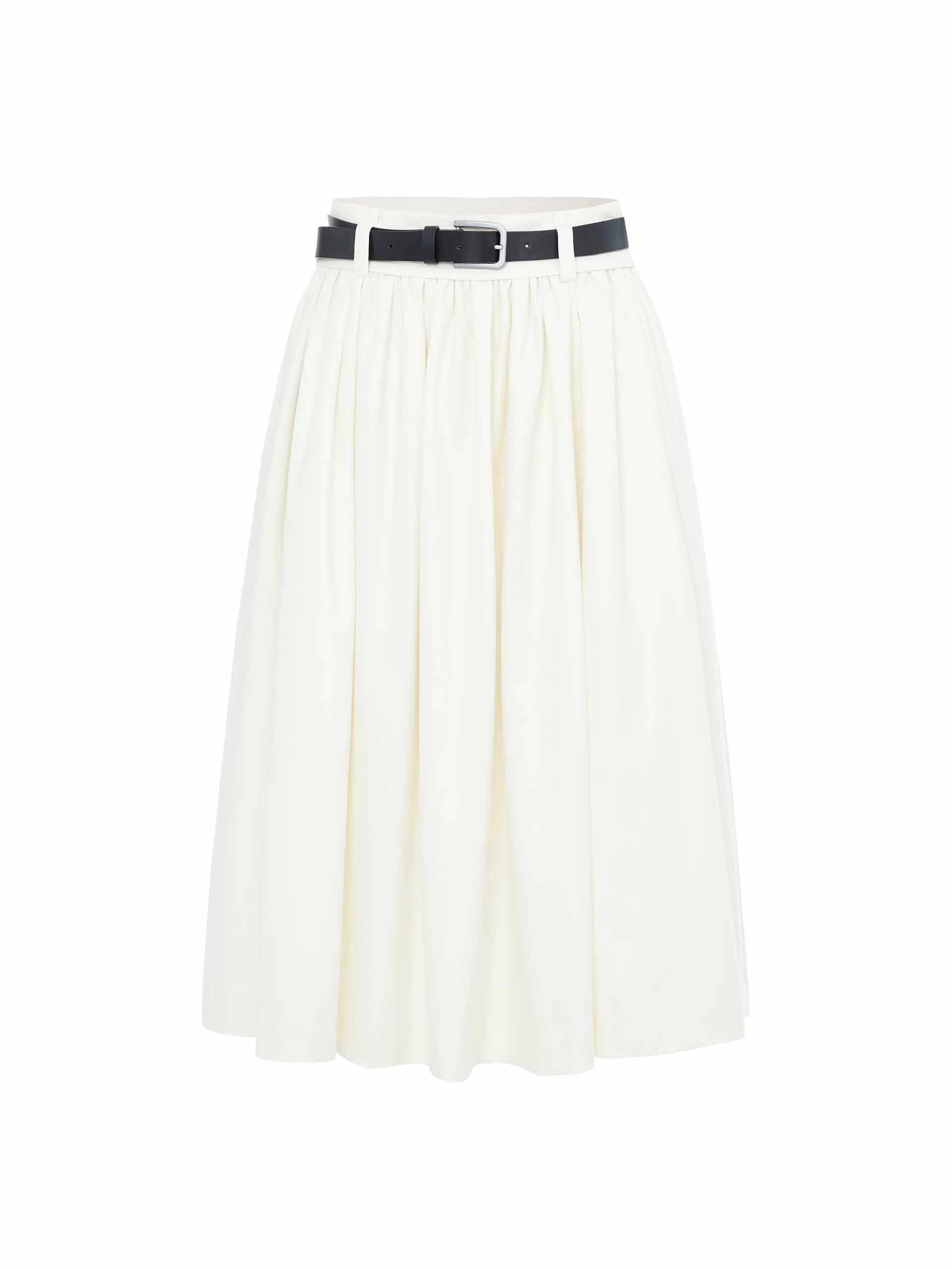 A-line Pleated Skirt with Belt - Image 14