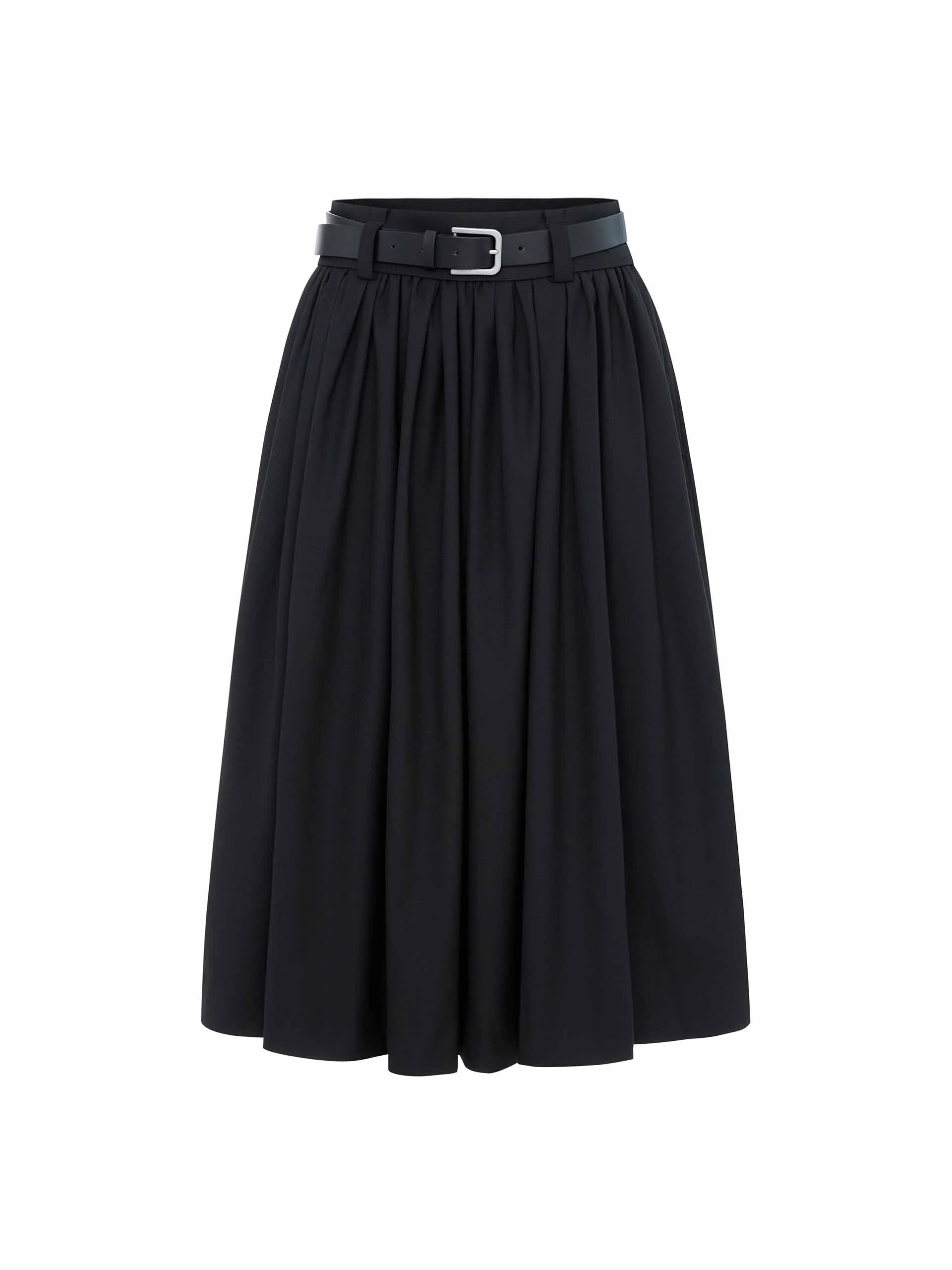 A-line Pleated Skirt with Belt - Image 5