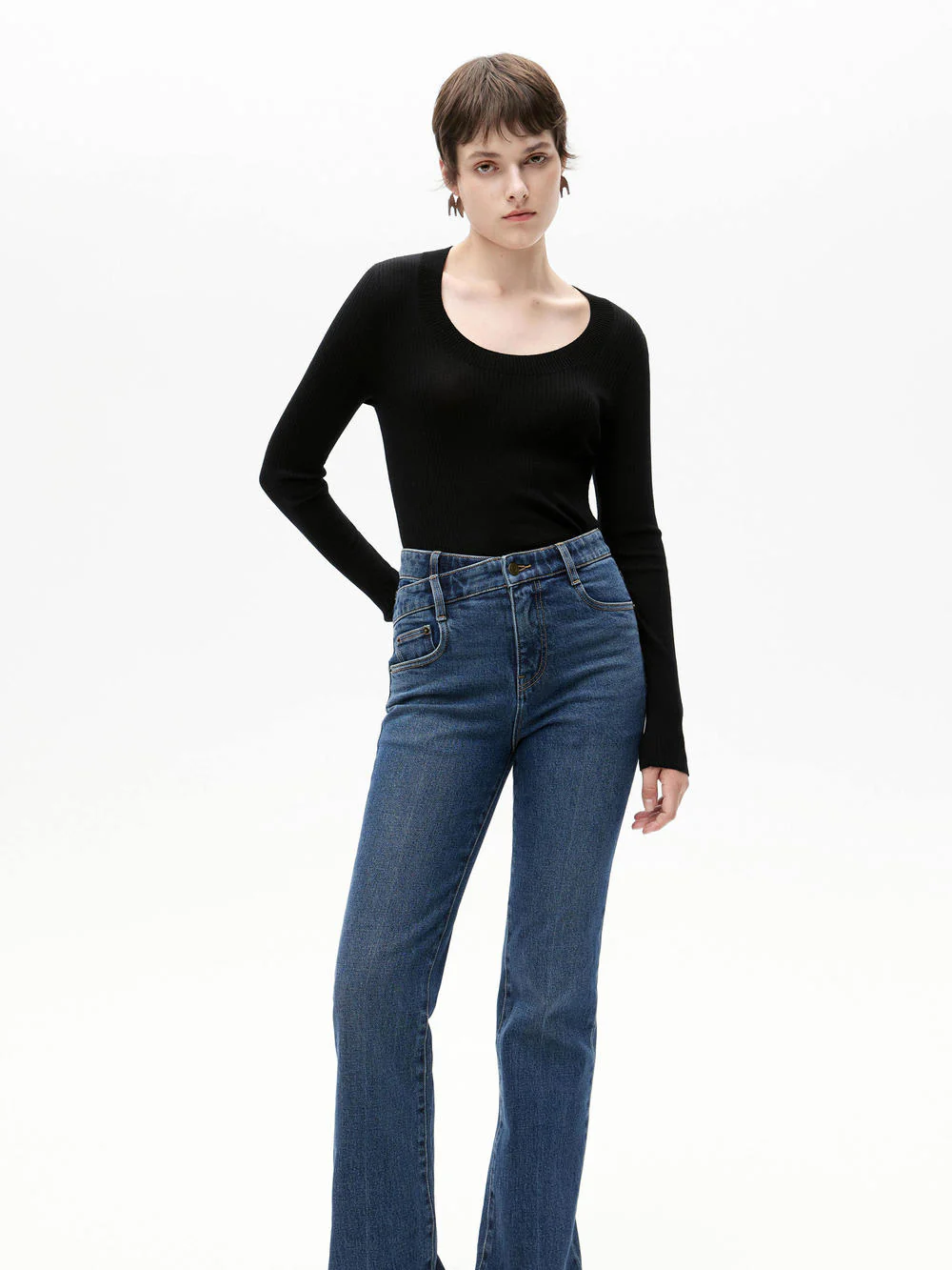 Asymmetric Waist Straight Jeans - Image 6
