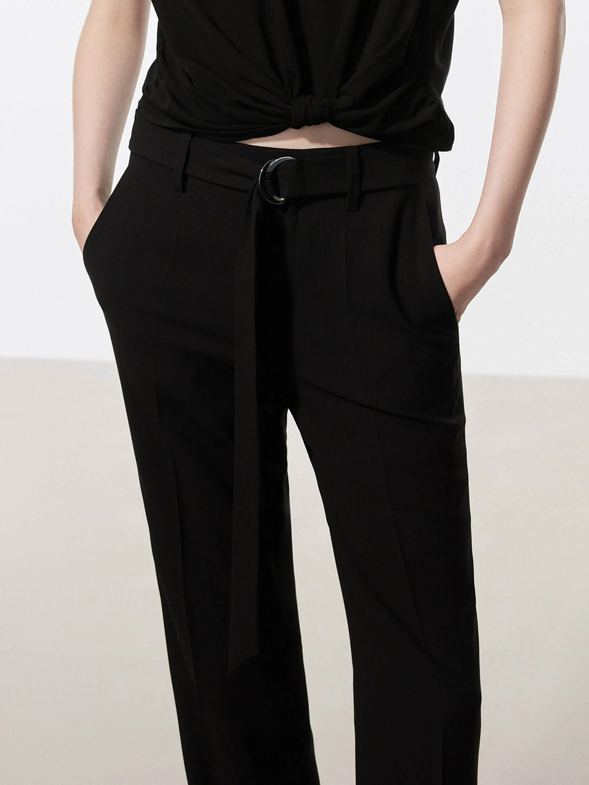 Belt Flared Cut Pants - Image 6