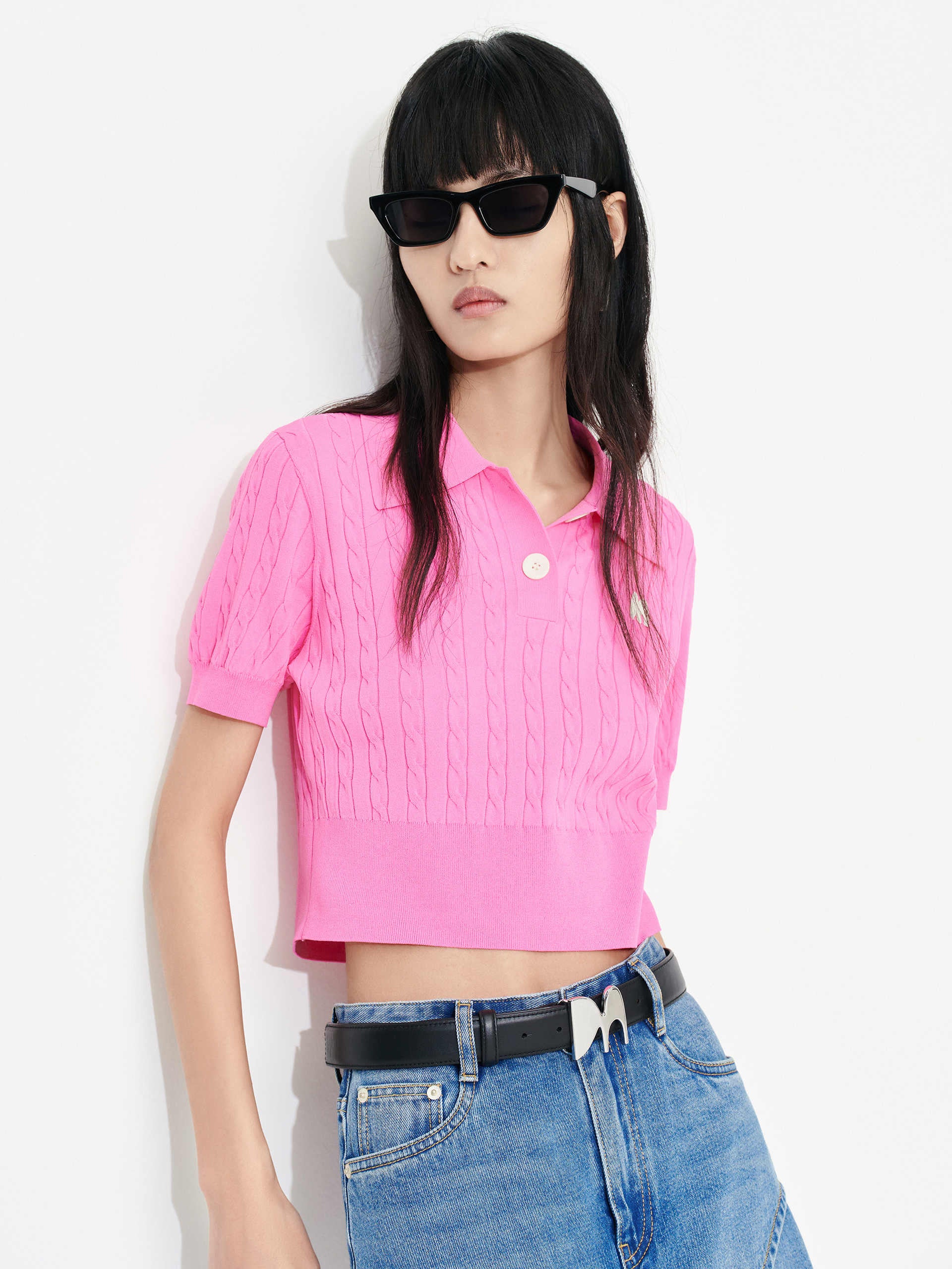 Cable Cropped Knit Top - Image 14