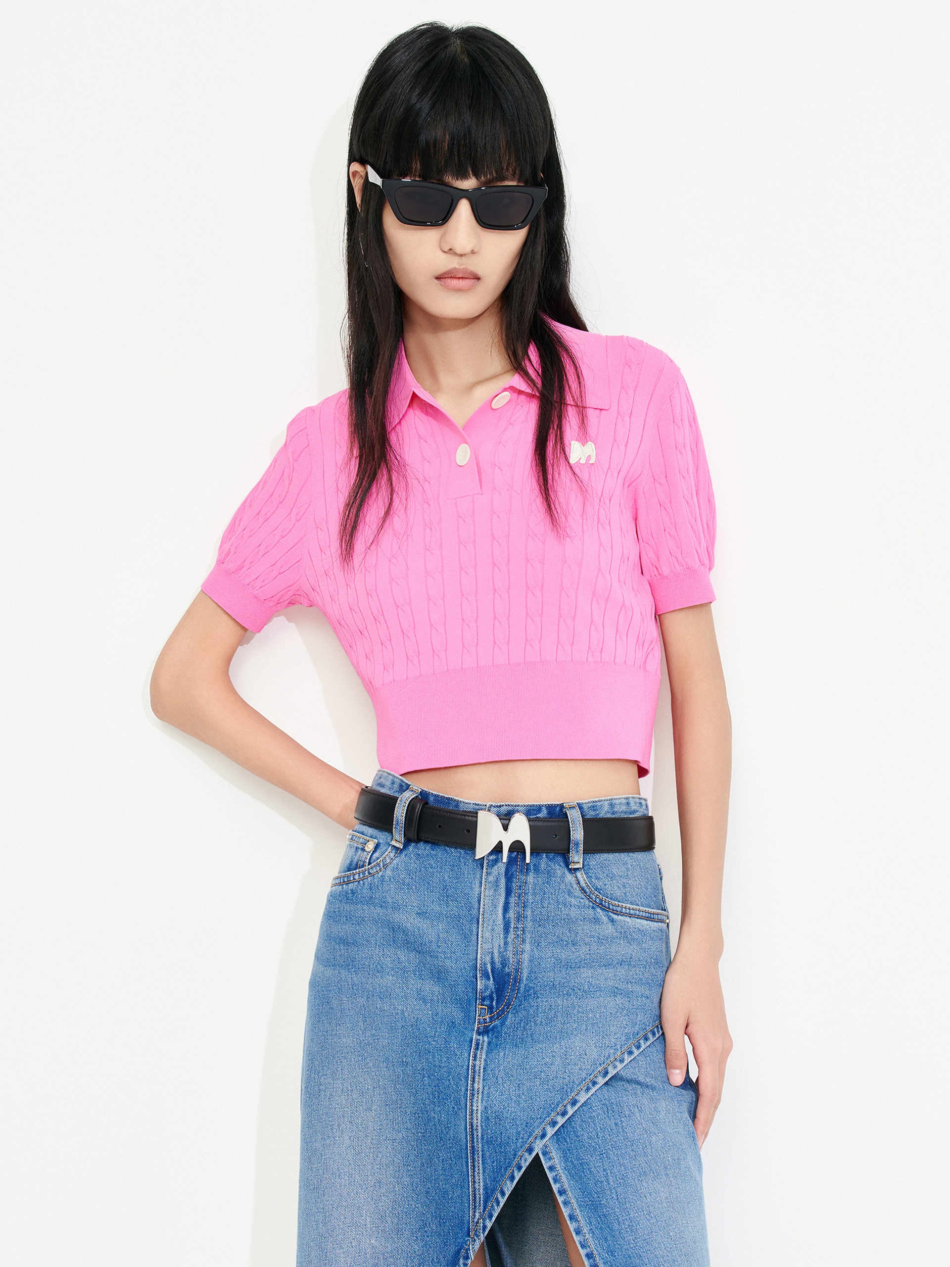 Cable Cropped Knit Top - Image 15