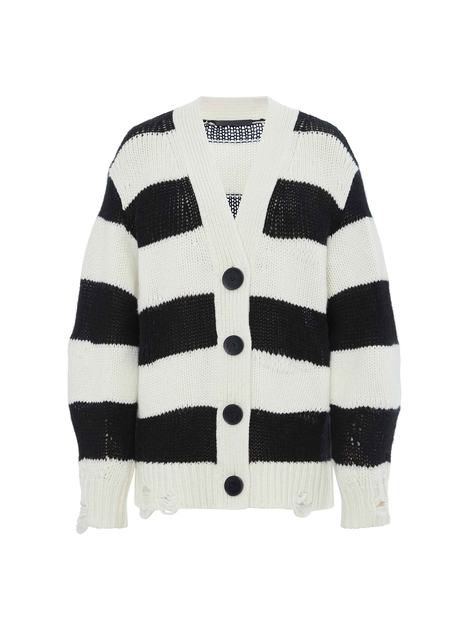 Contrast Distressed Knit Cardigan - Image 5