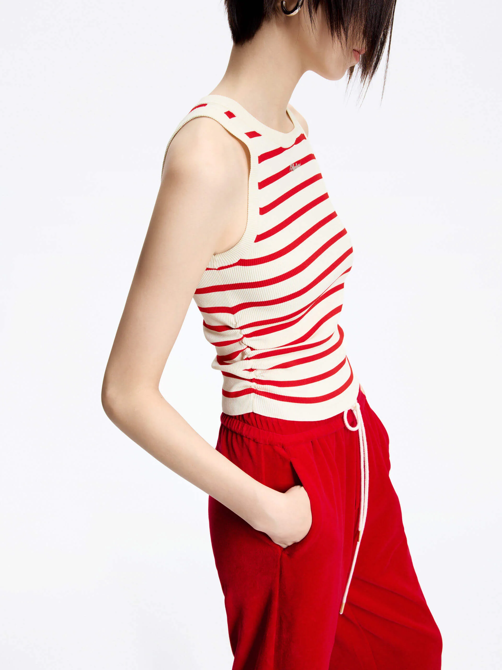 Contrast Pleated Knitted Top - Image 26