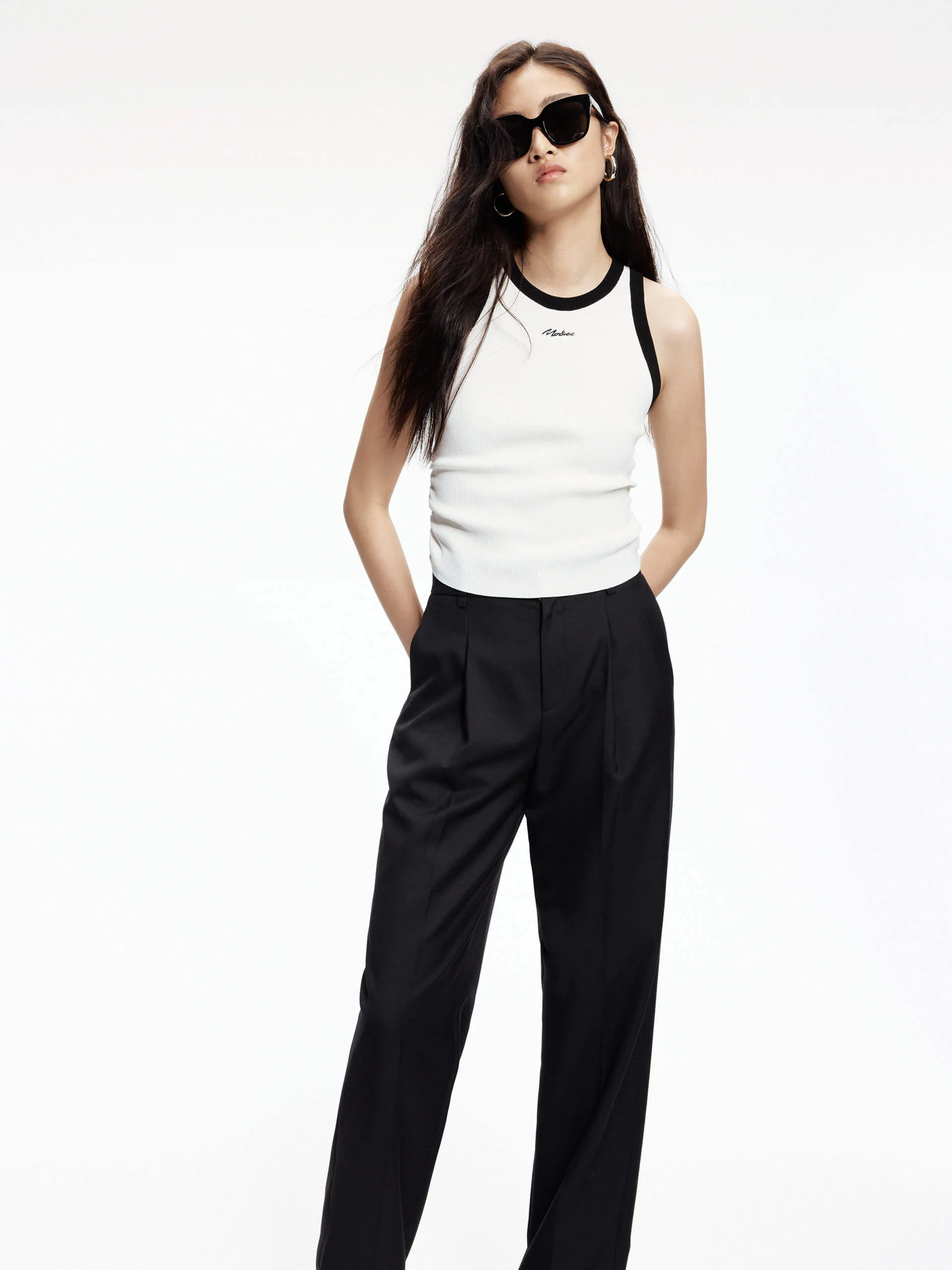 Contrast Pleated Knitted Top - Image 8