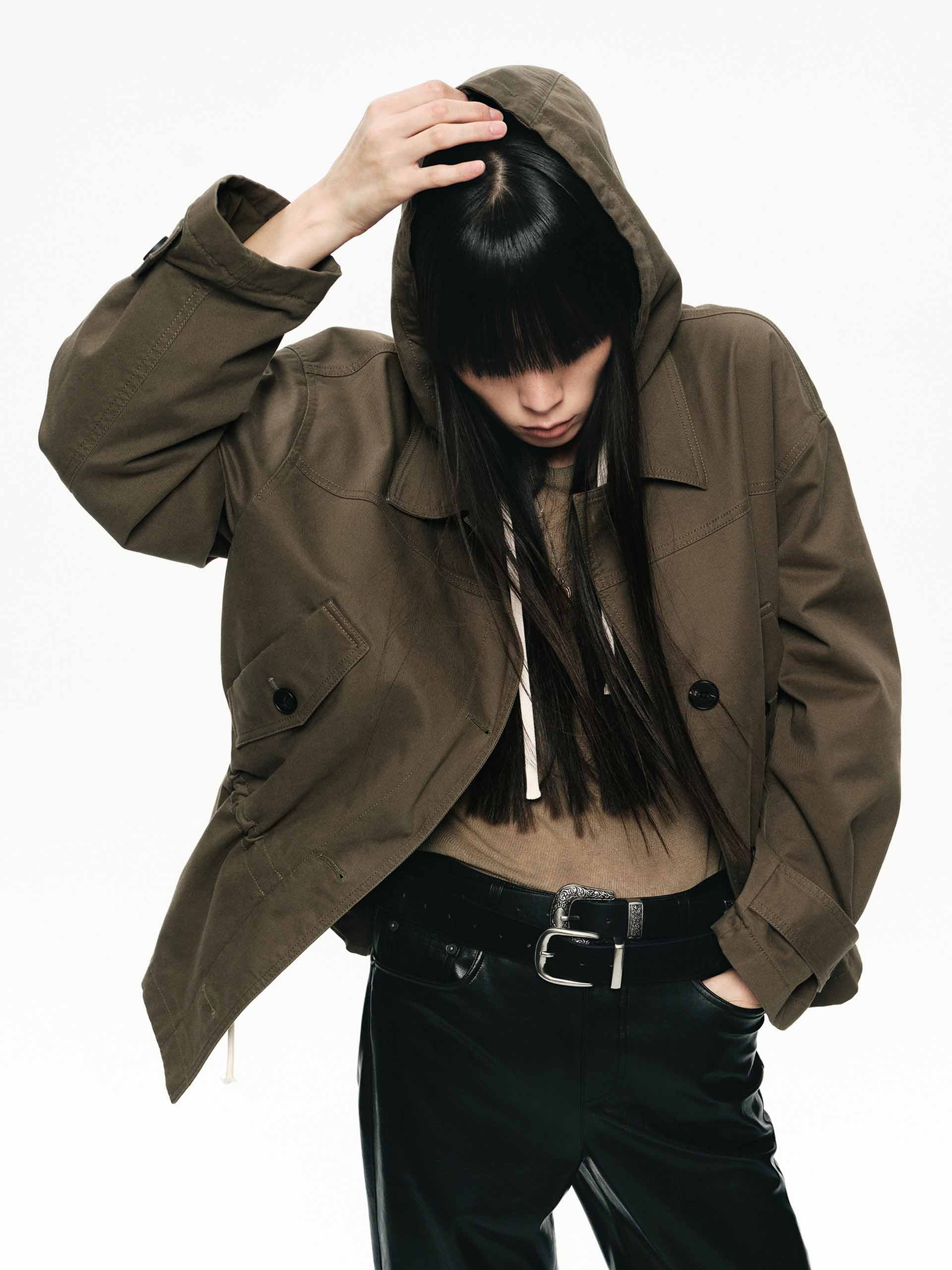 Cotton Blend Hooded Coat - Image 3