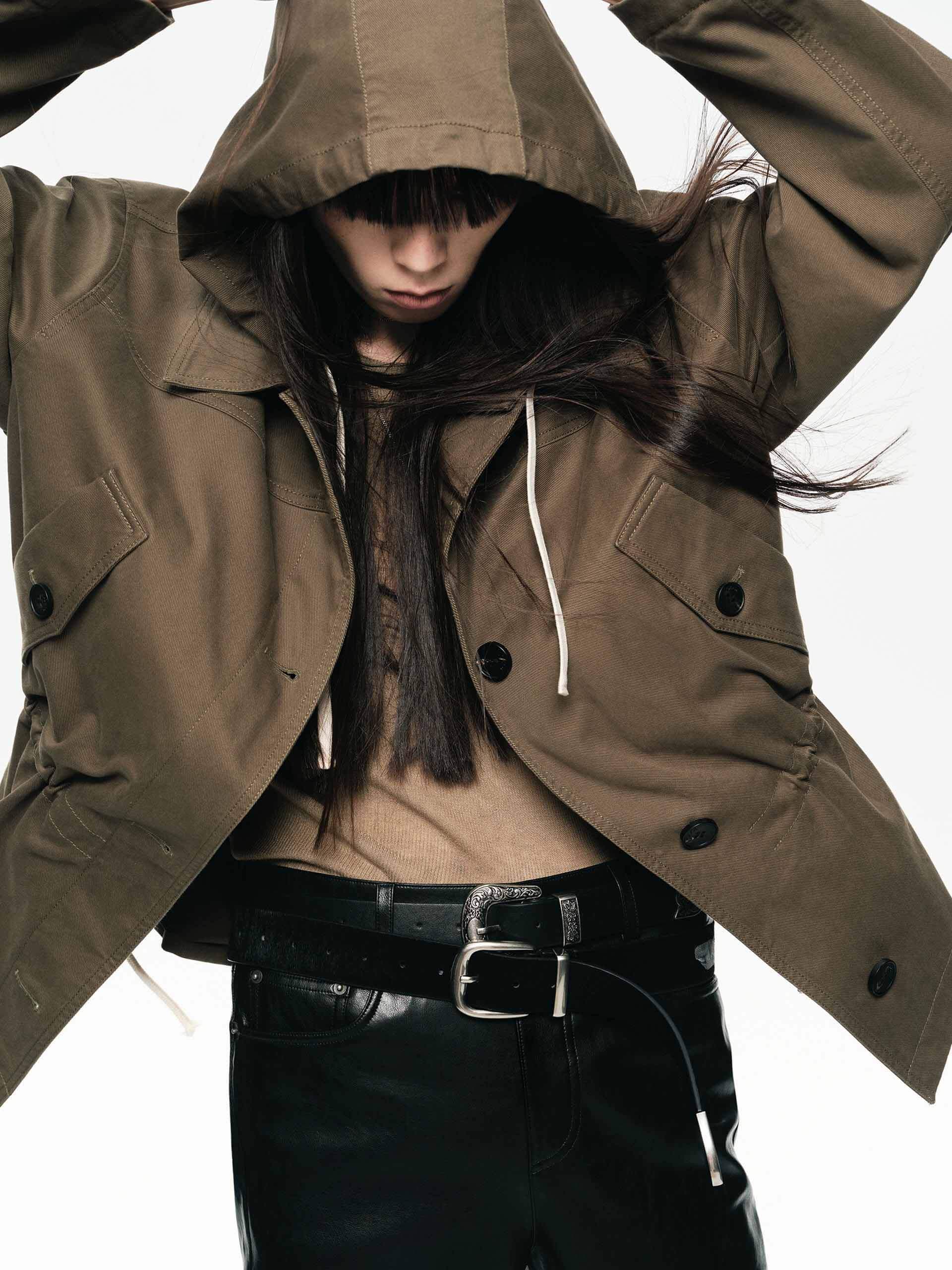 Cotton Blend Hooded Coat - Image 8