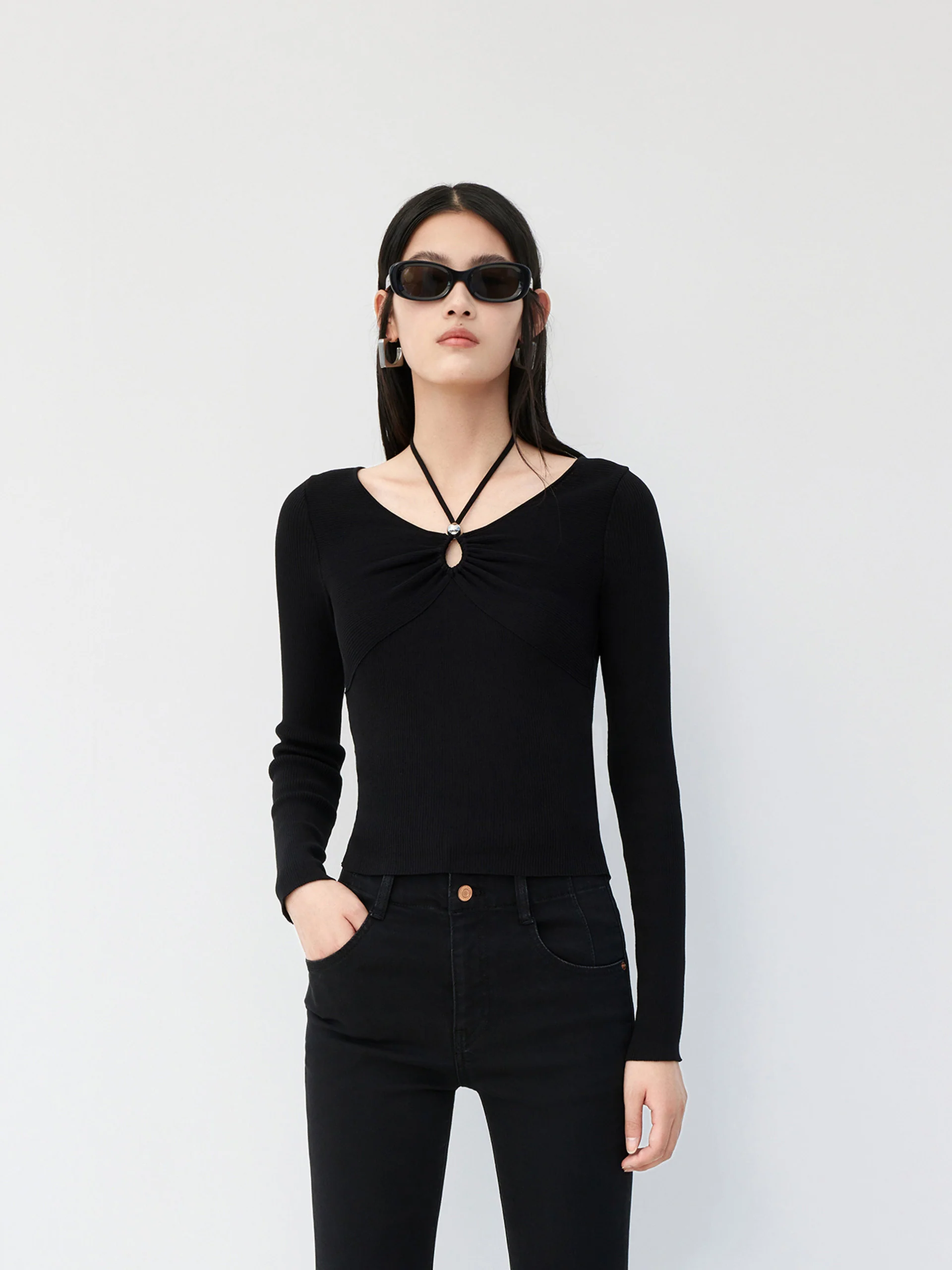 Cotton Blend Ribbed Knit Top - Image 7