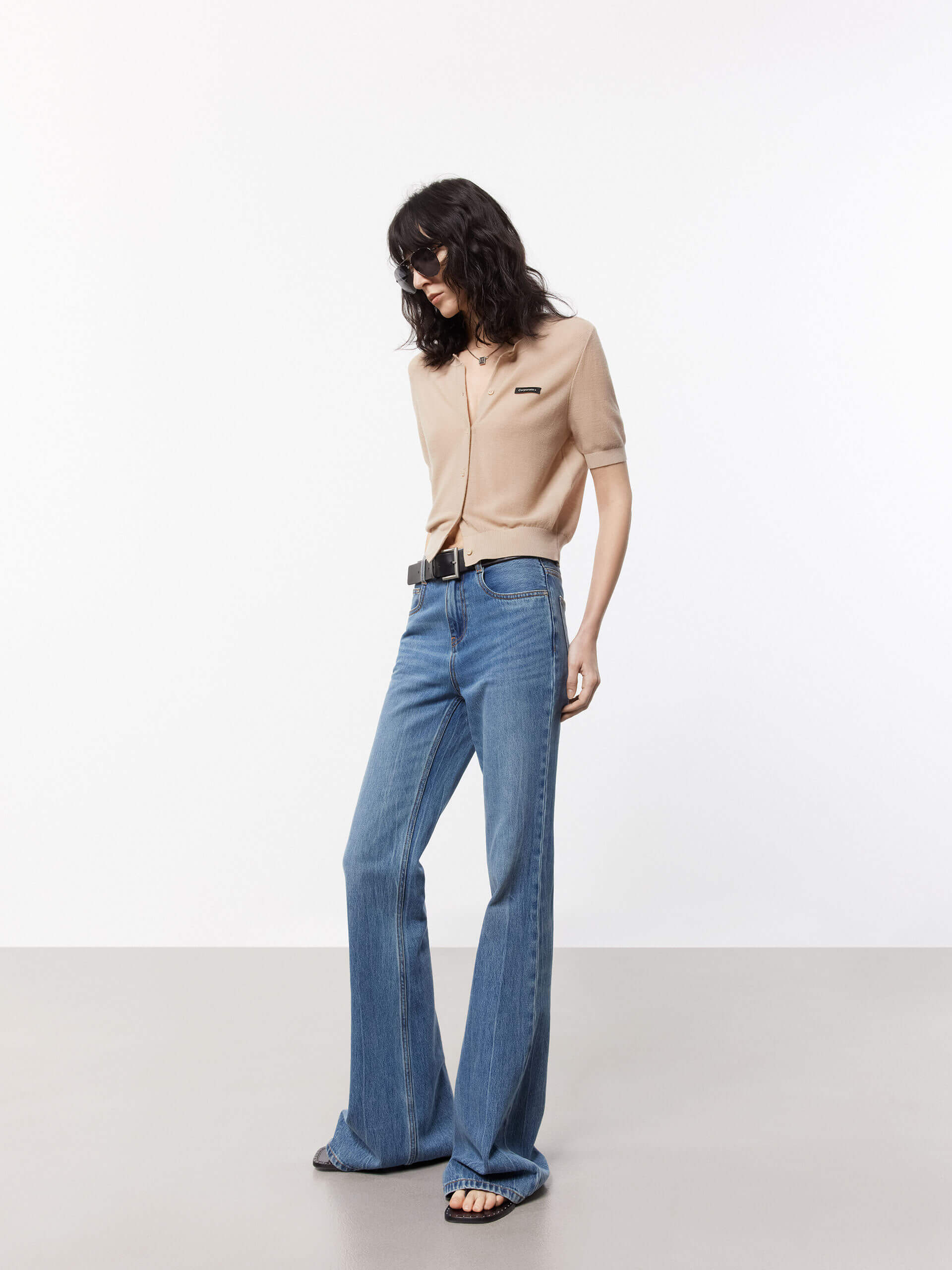 Cotton Flared Leg Jeans - Image 6