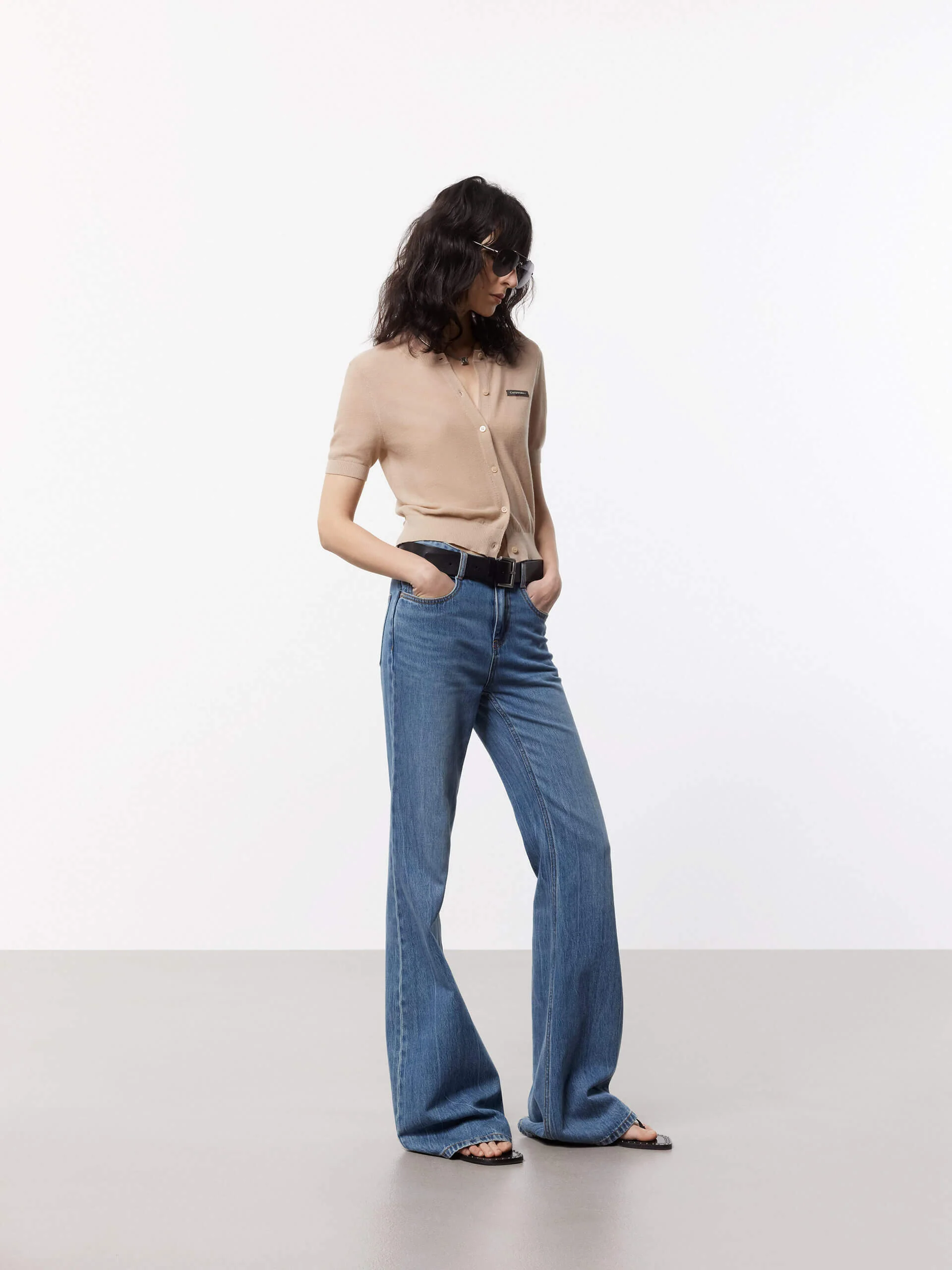 Cotton Flared Leg Jeans - Image 7