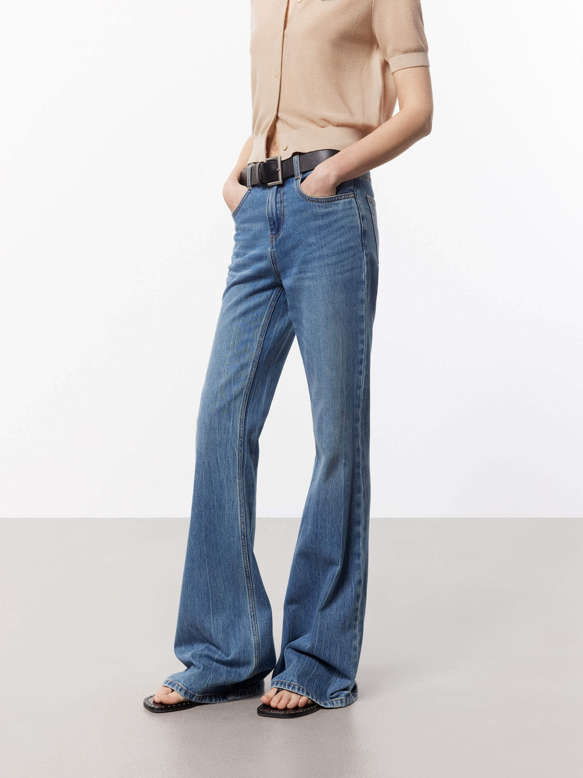 Cotton Flared Leg Jeans - Image 8