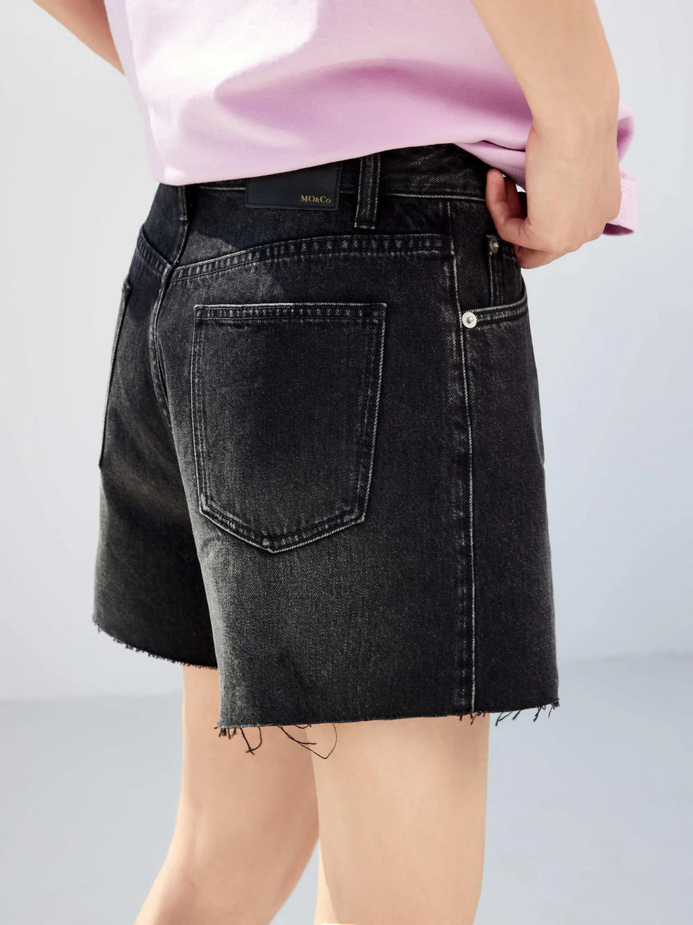 Cotton High Waist Denim Shorts - Image 12