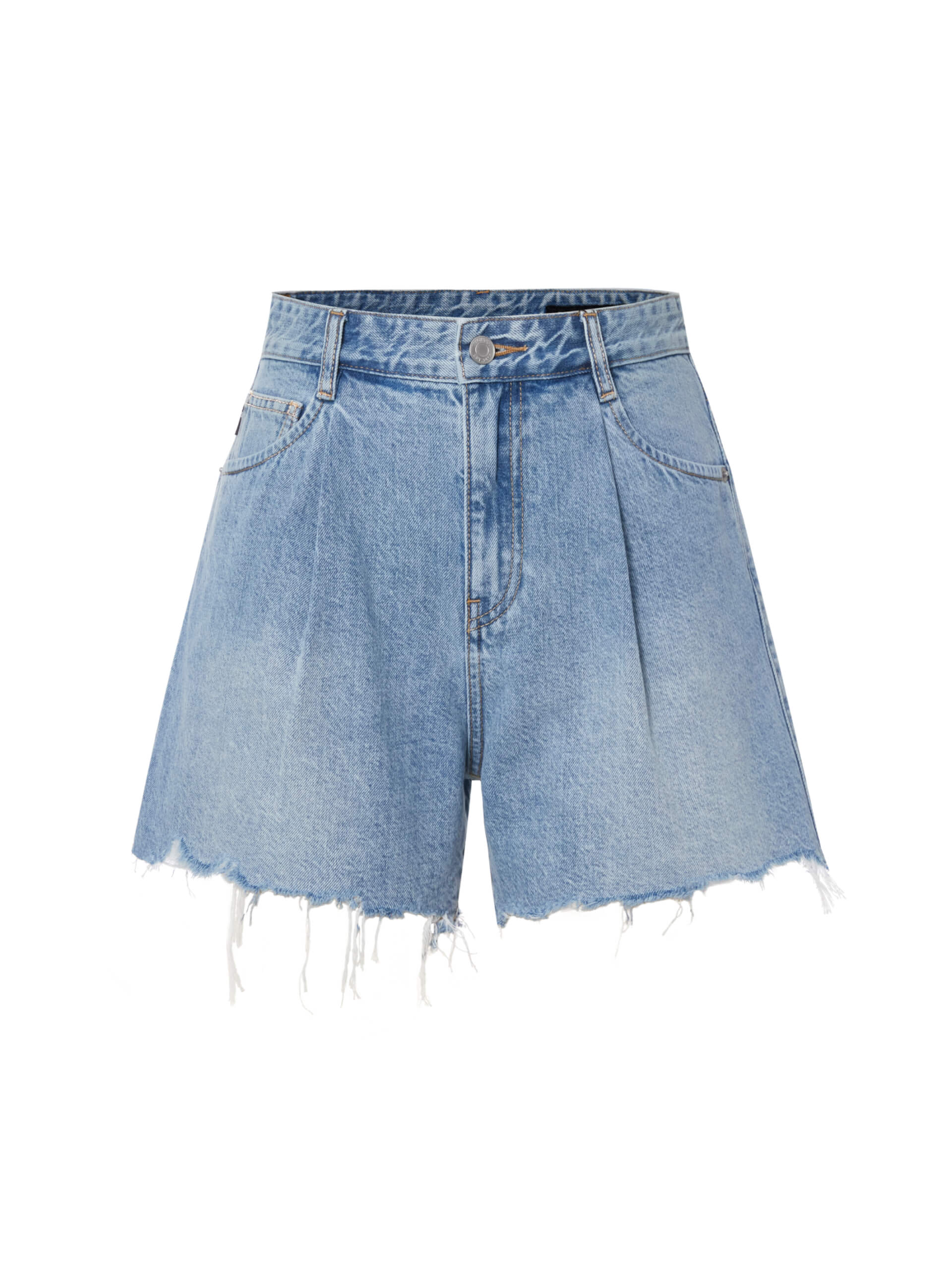 Cotton High Waist Denim Shorts - Image 7
