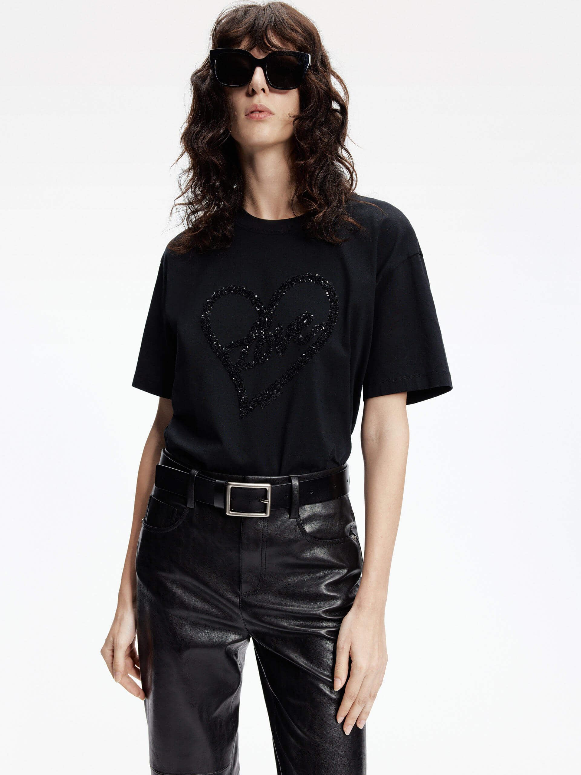 Cotton T-shirt with Heart Pattern - Image 10