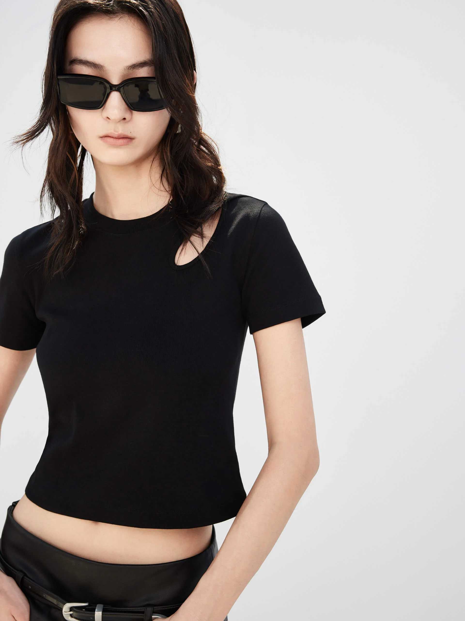 HOT SALE Crewneck Cotton Openwork T-shirt - Image 11