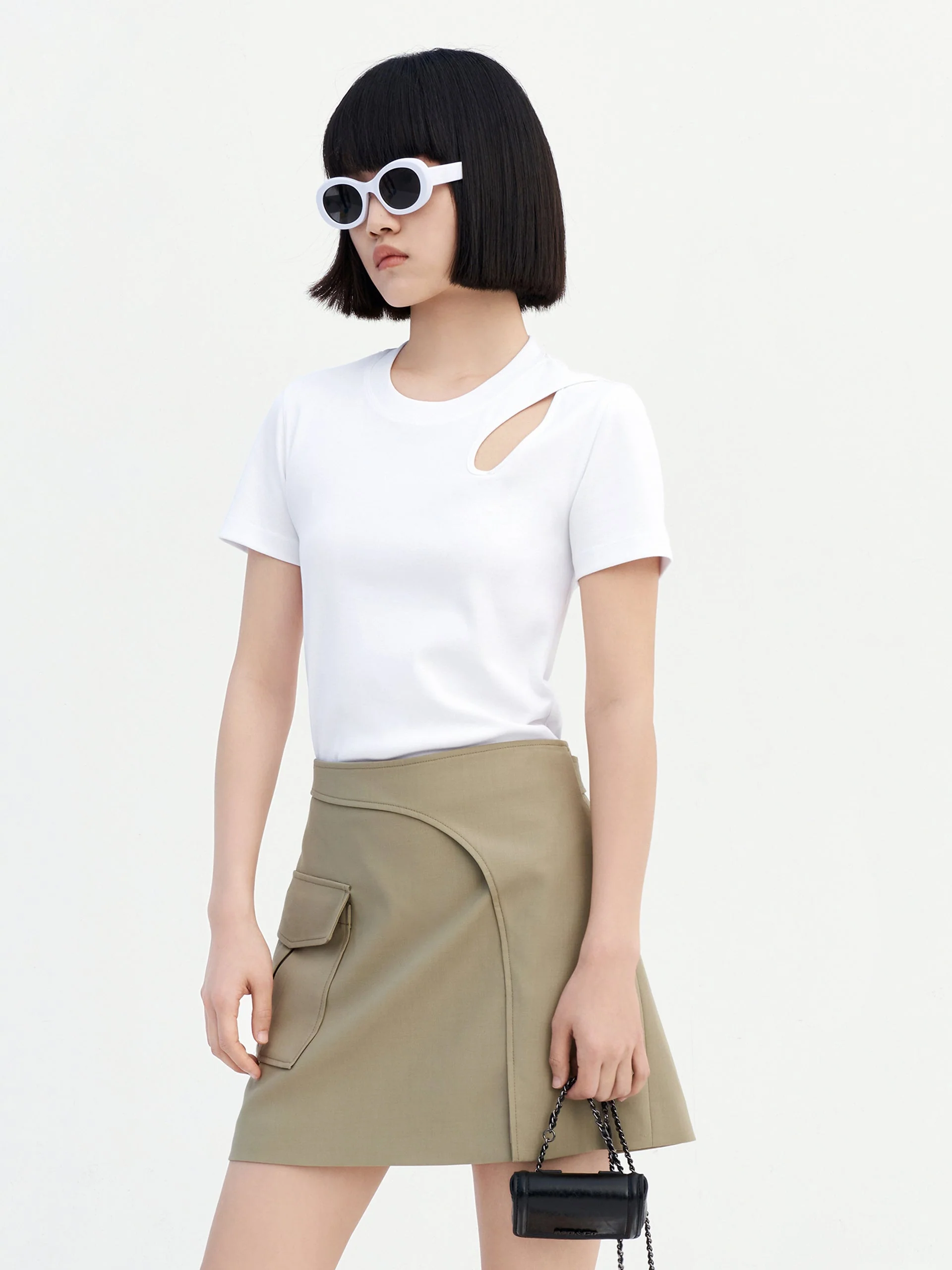 HOT SALE Crewneck Cotton Openwork T-shirt - Image 14