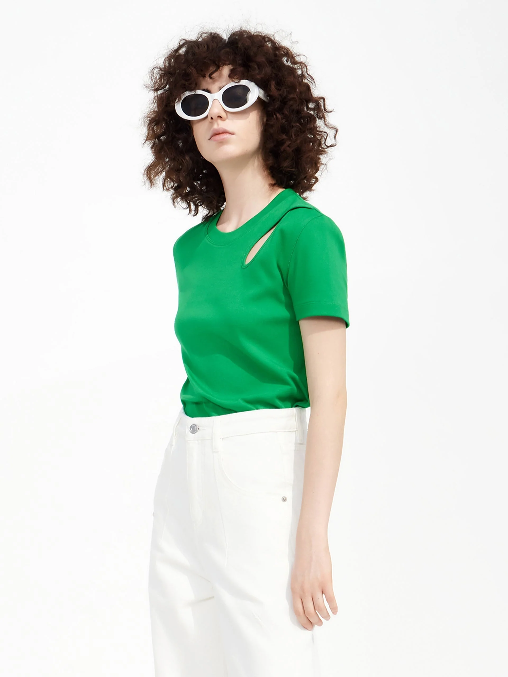 HOT SALE Crewneck Cotton Openwork T-shirt - Image 3