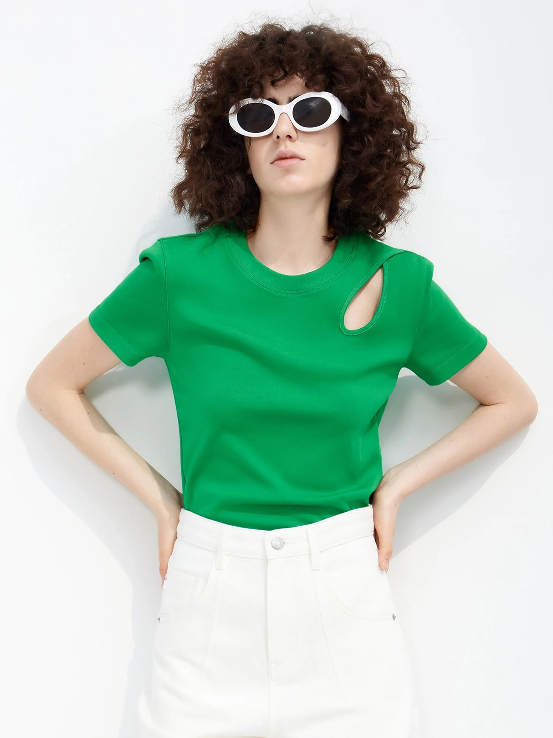 HOT SALE Crewneck Cotton Openwork T-shirt - Image 4