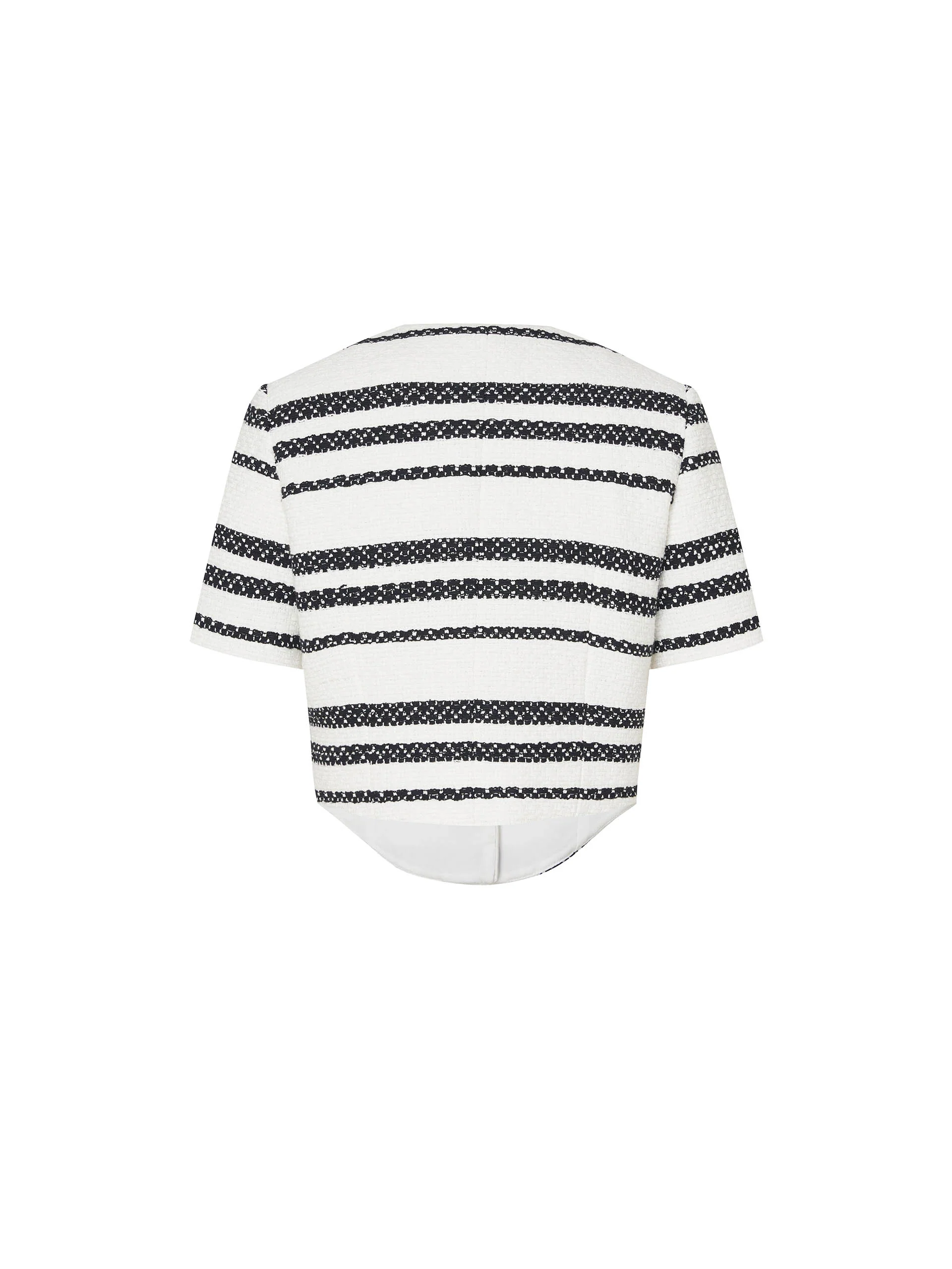 Cropped Tweed Striped Jacket - Image 10