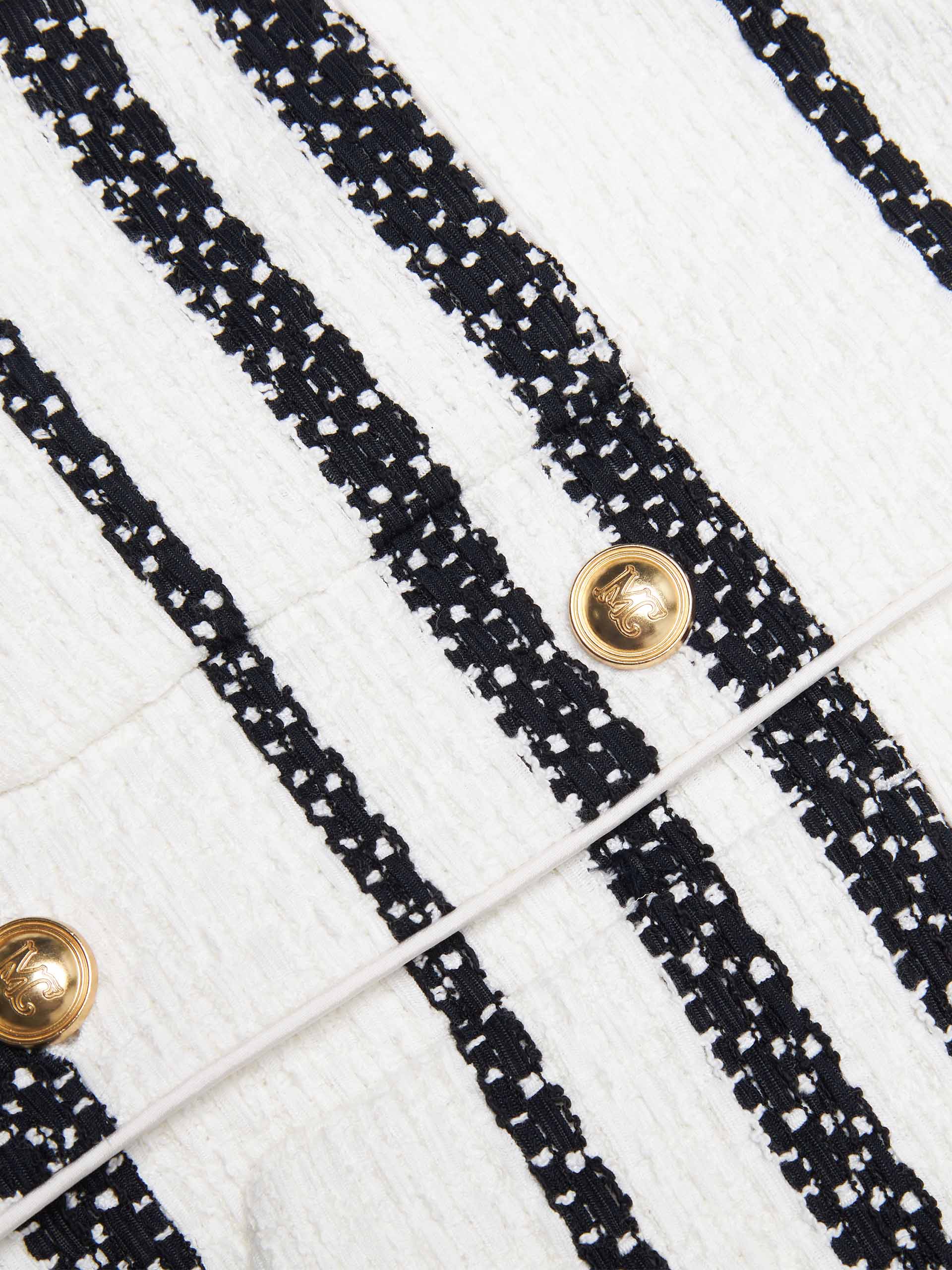 Cropped Tweed Striped Jacket - Image 6