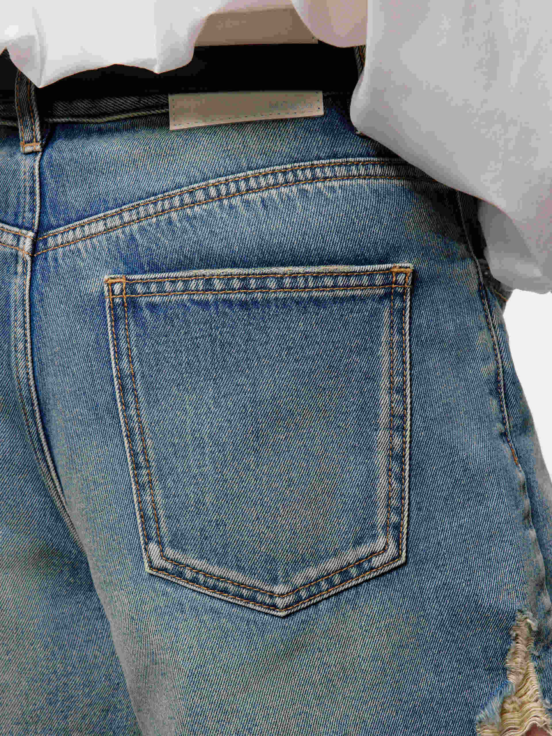 Denim Distressed Detail Shorts - Image 6