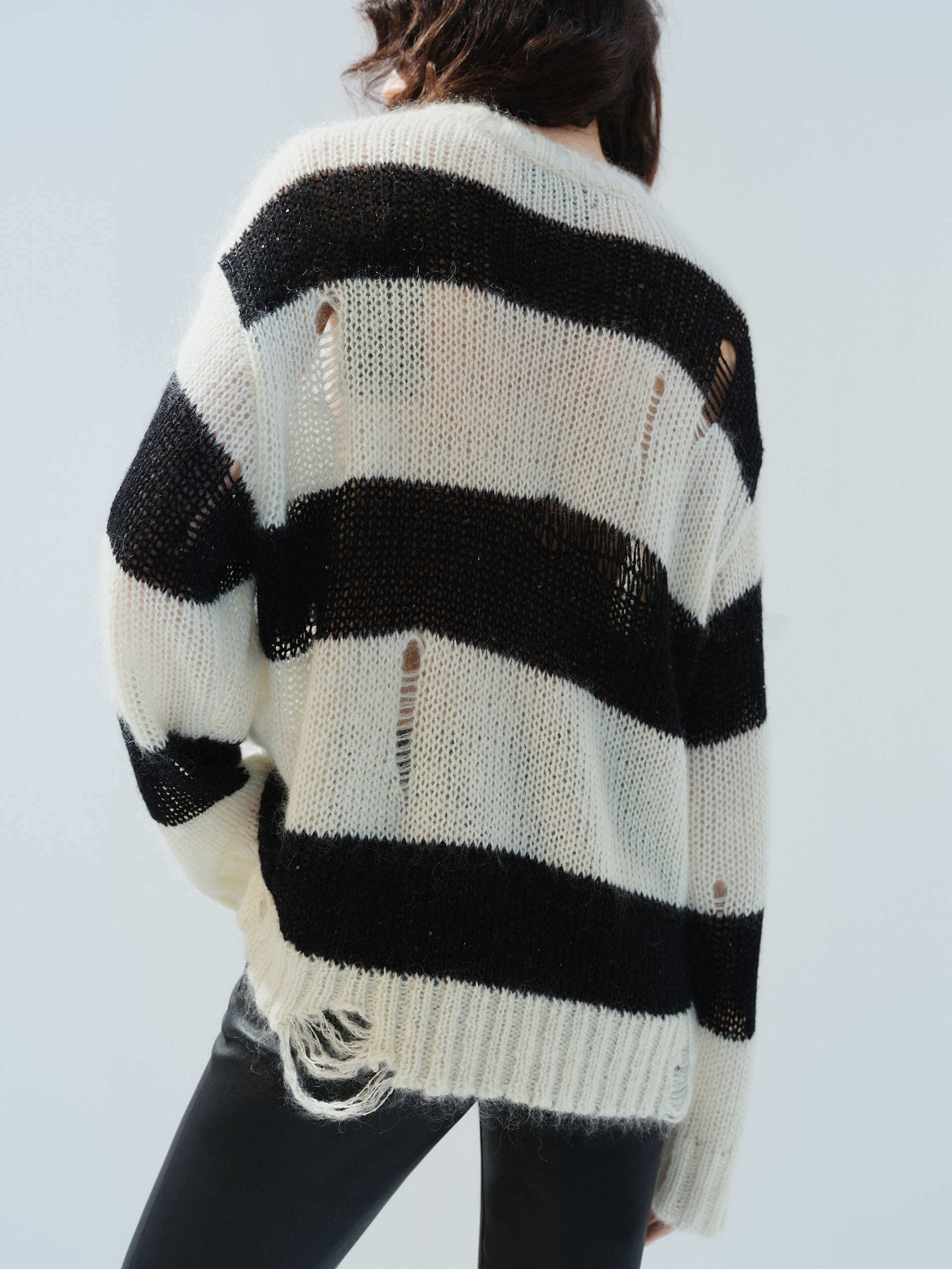 Distressed Detail Striped Sweater - Image 3