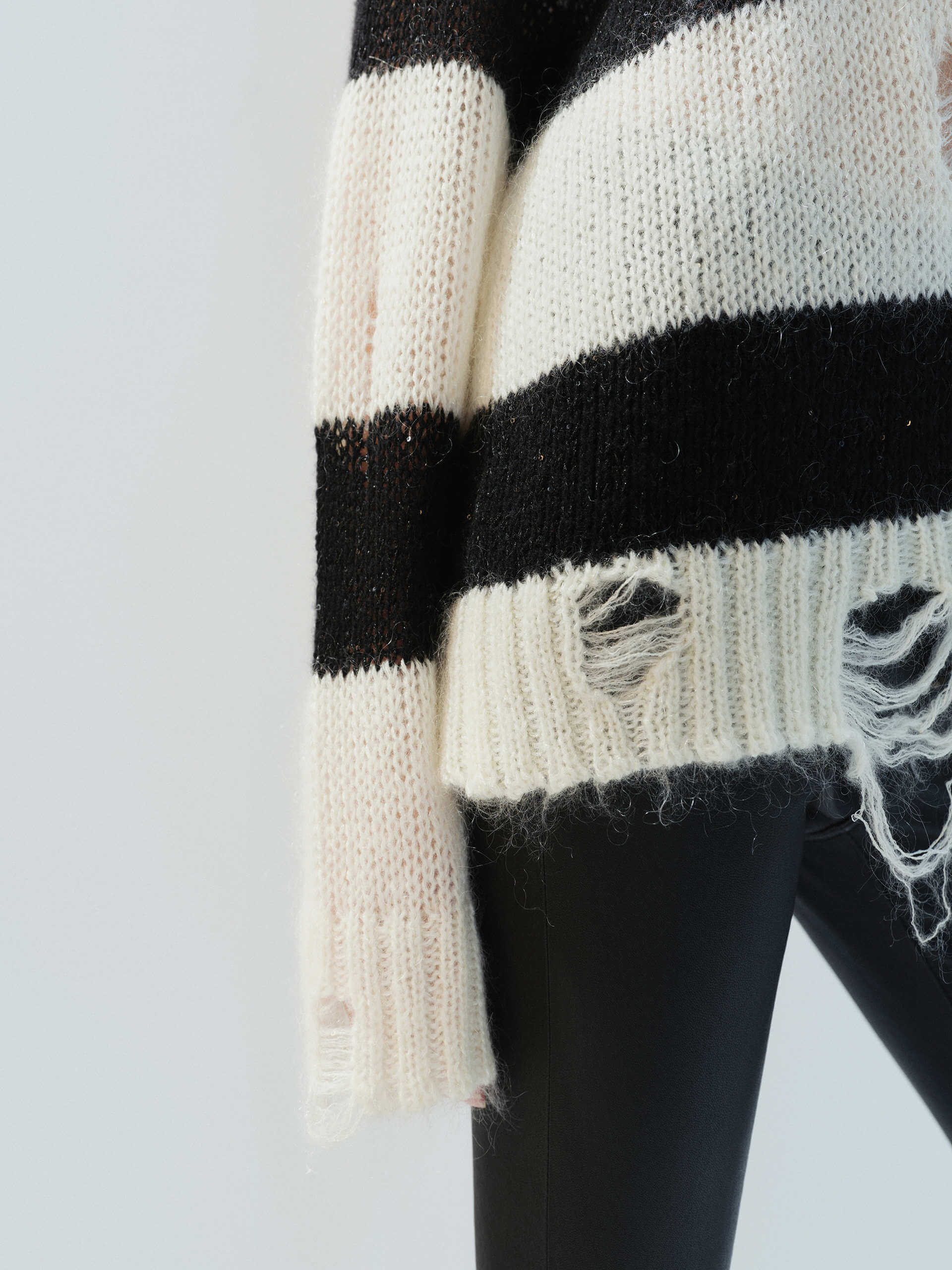 Distressed Detail Striped Sweater - Image 6