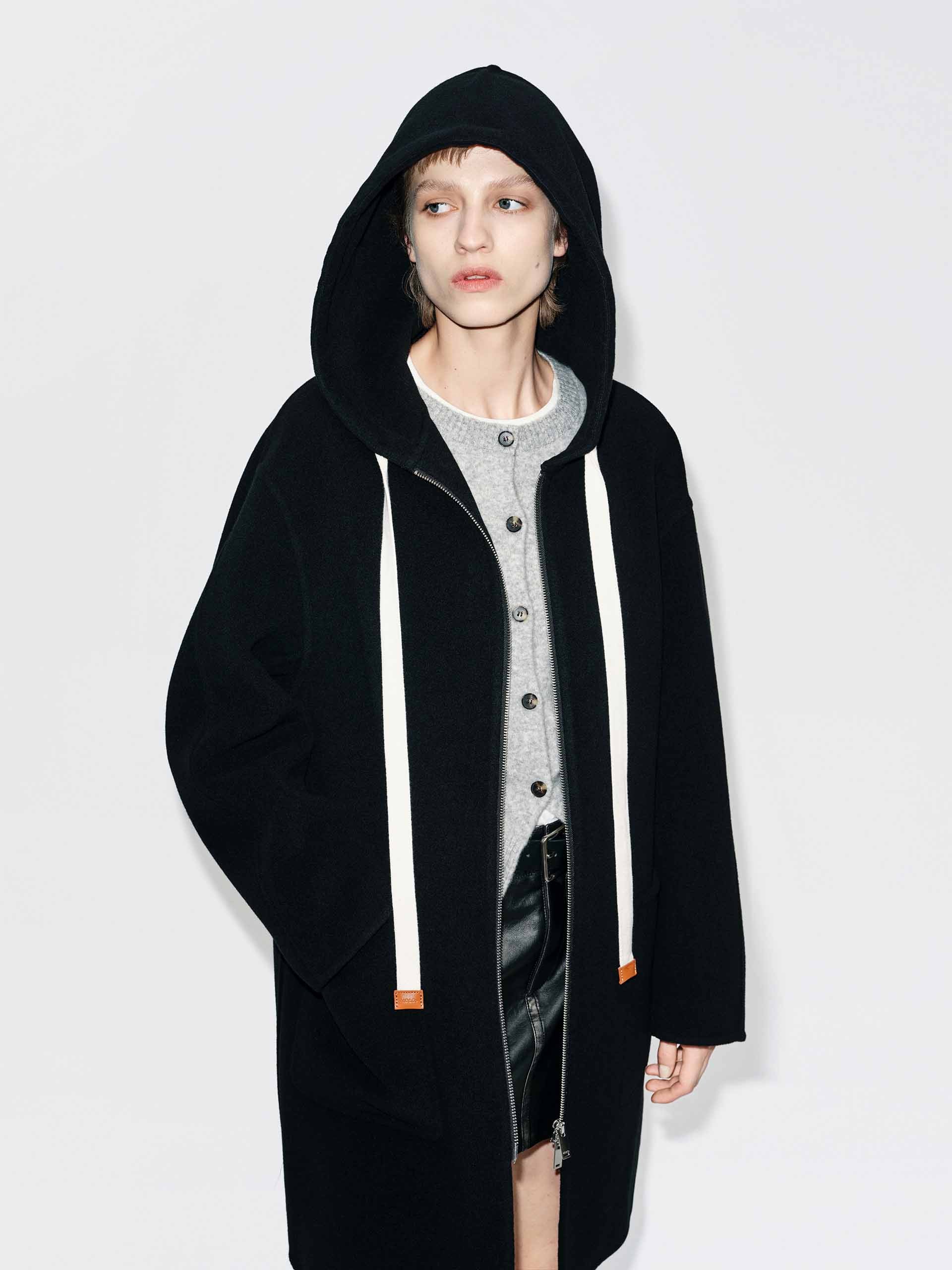 Drawstring Hooded Loose Coat - Image 3