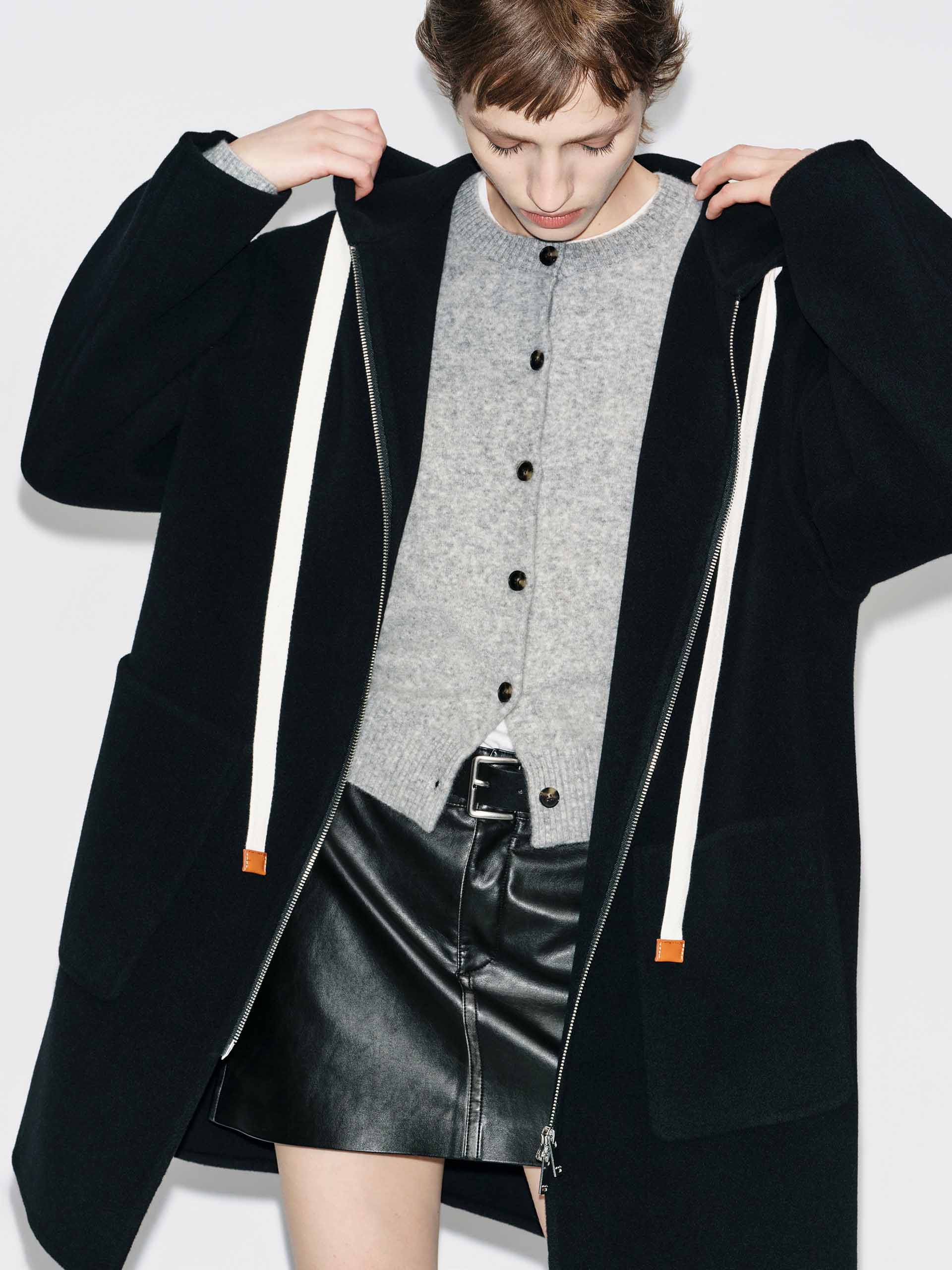 Drawstring Hooded Loose Coat - Image 7