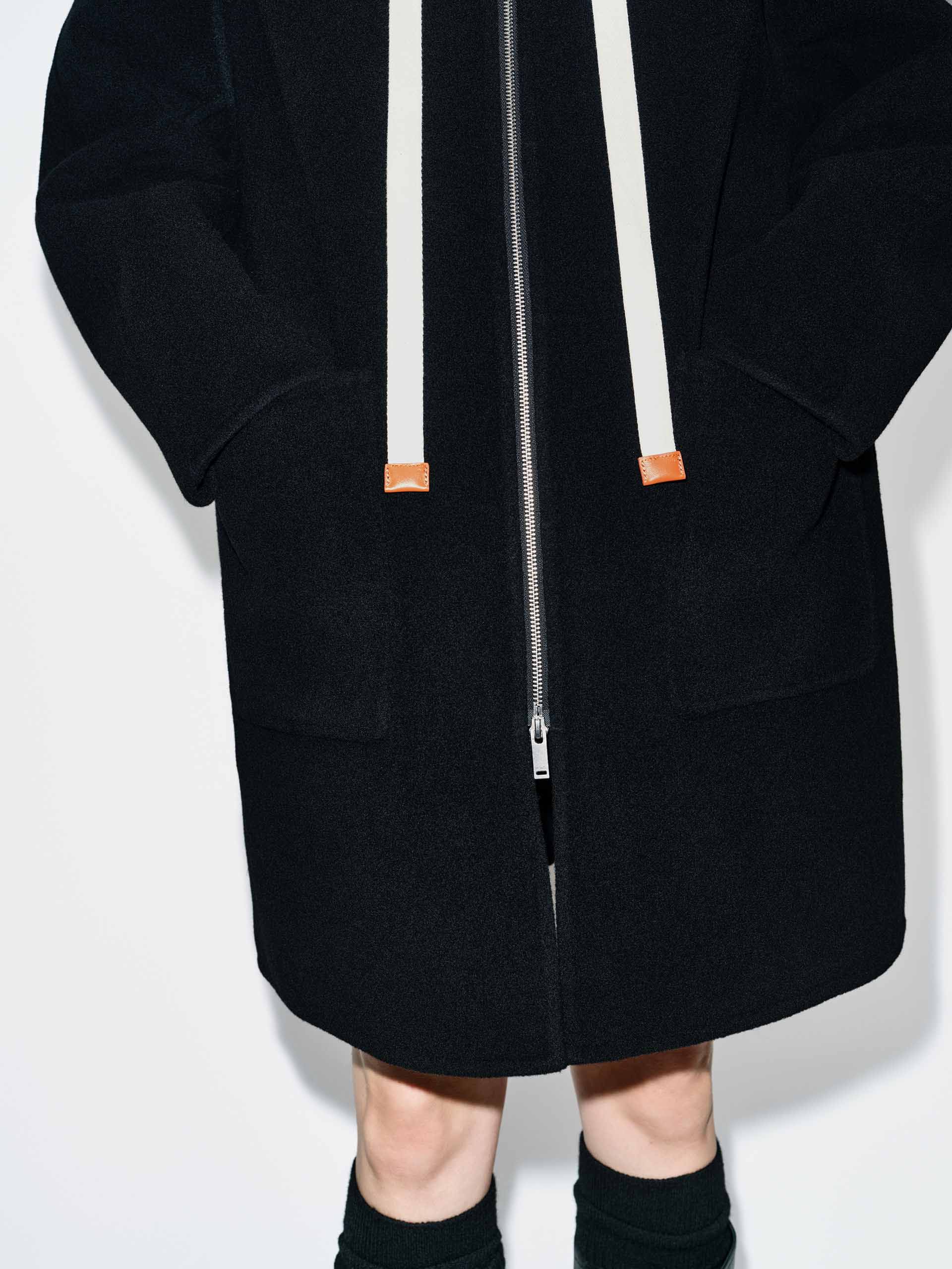 Drawstring Hooded Loose Coat - Image 8