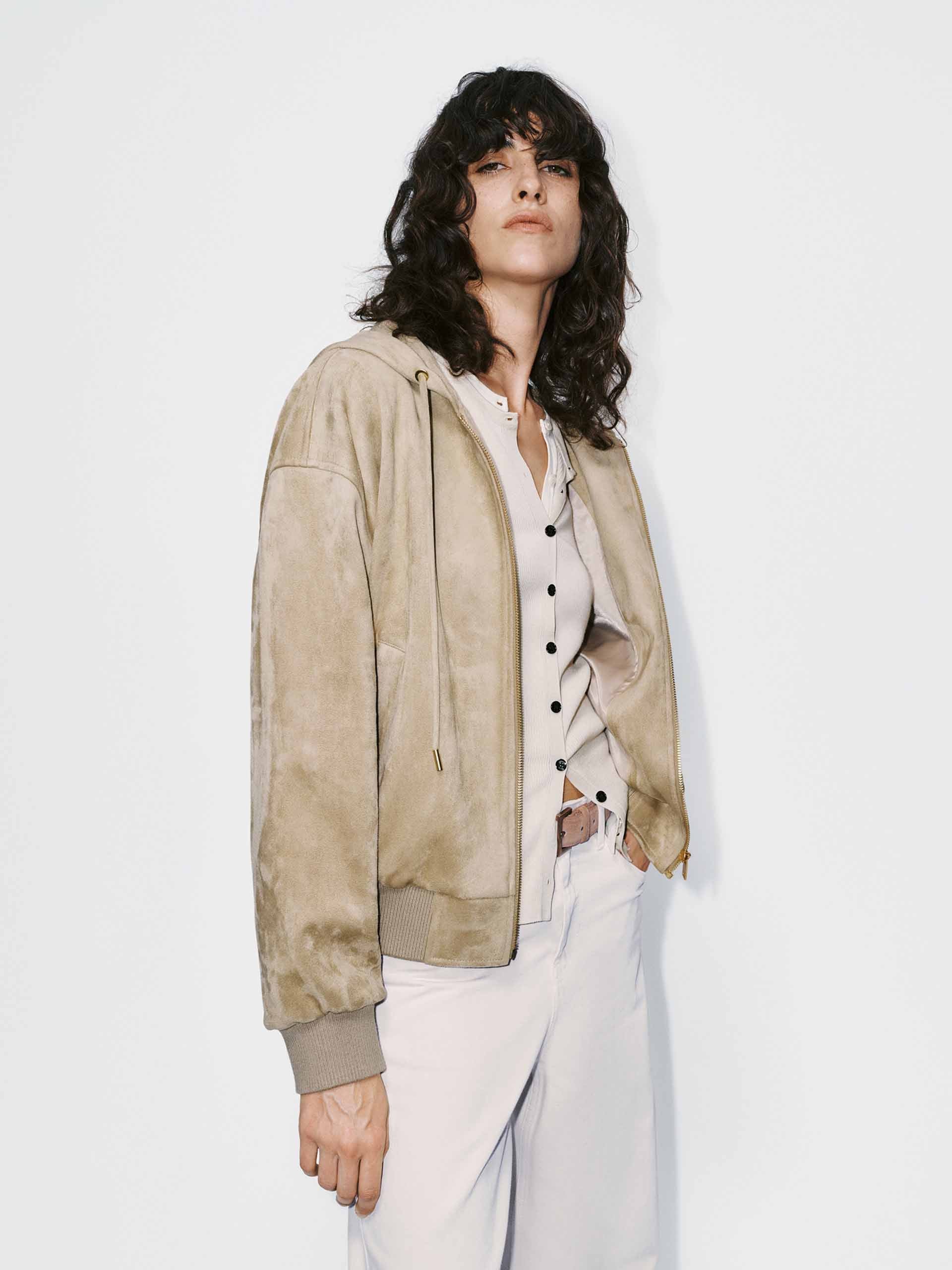 Faux Suede Hooded Coat - Image 3