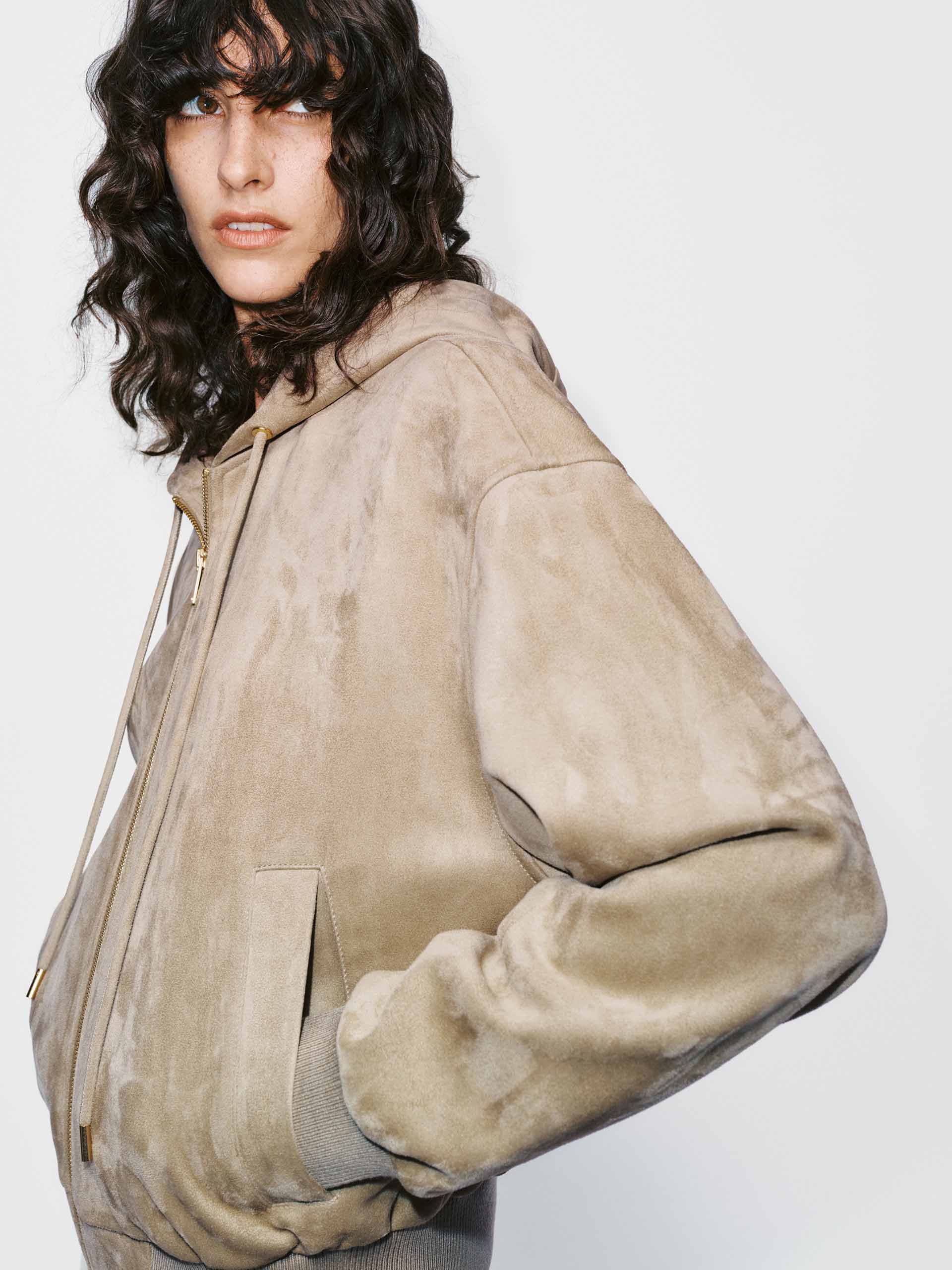 Faux Suede Hooded Coat - Image 6