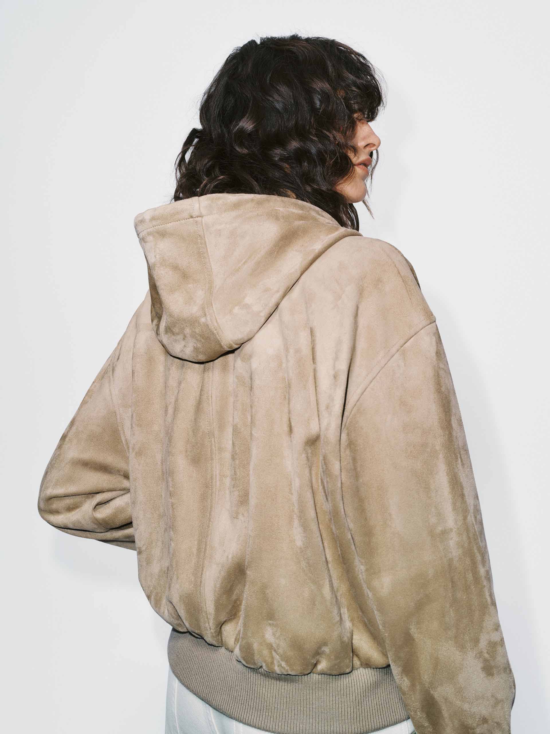 Faux Suede Hooded Coat - Image 7