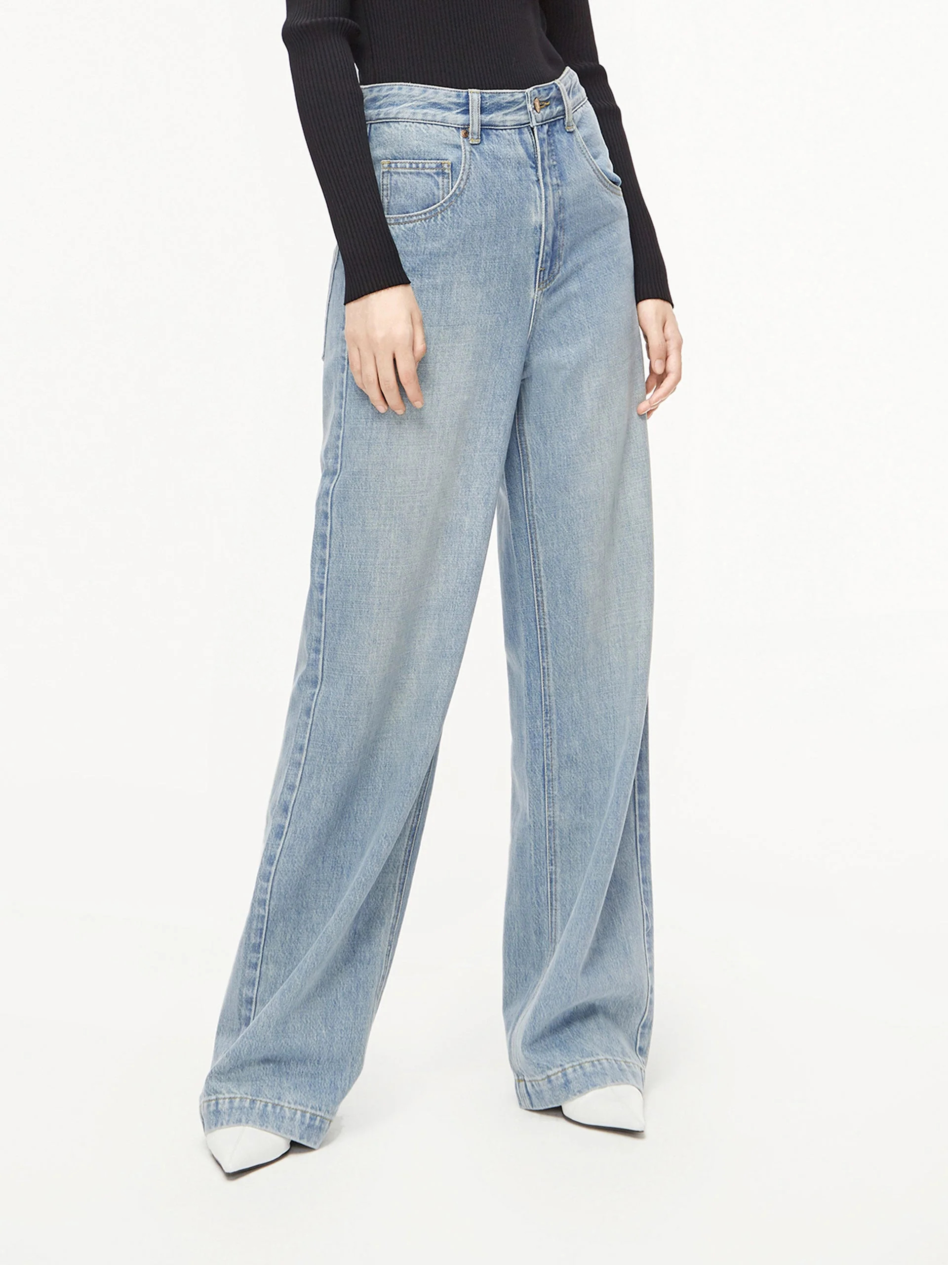 Flowy Long Wide Leg Jeans - Image 3
