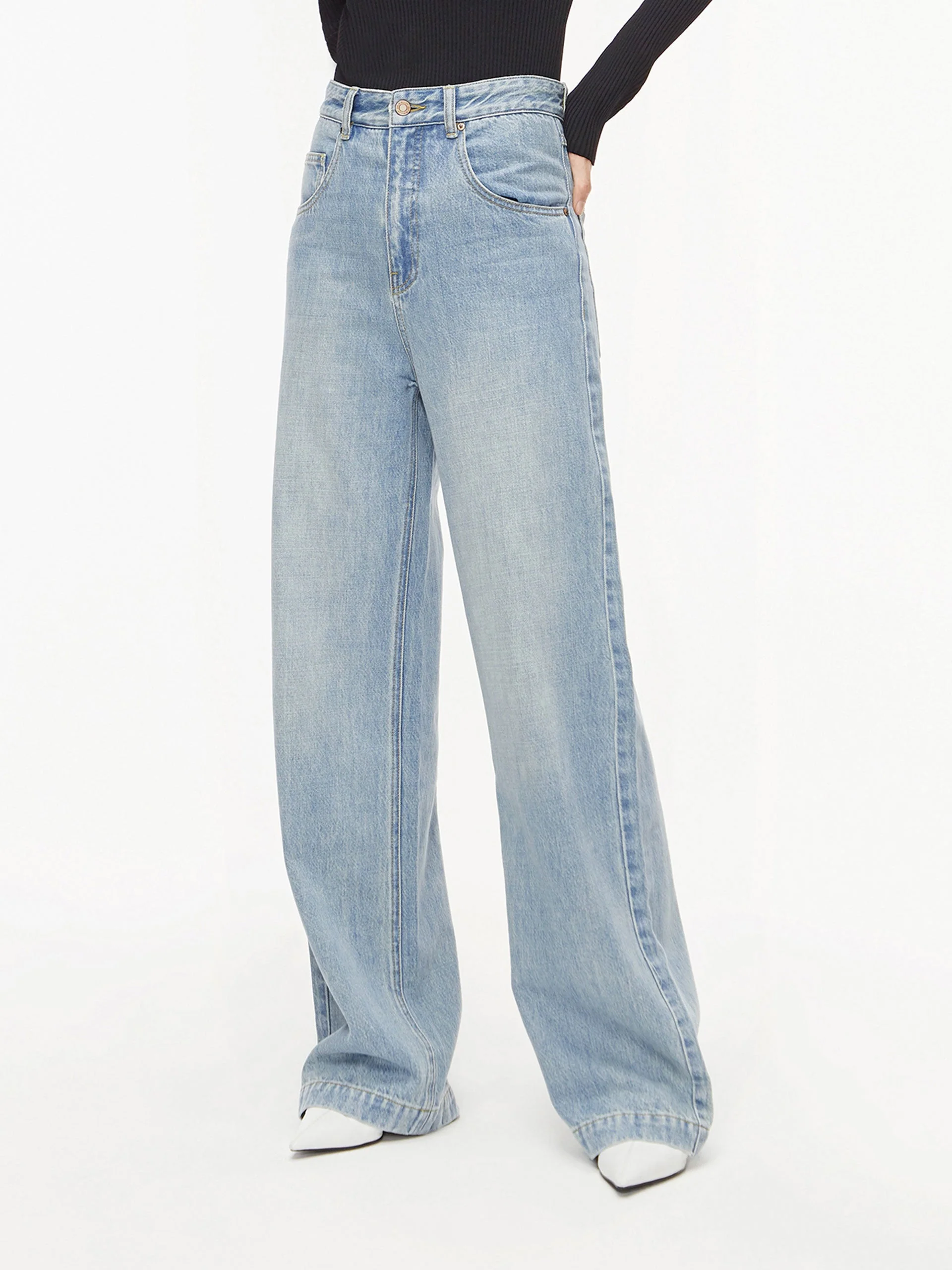 Flowy Long Wide Leg Jeans - Image 4