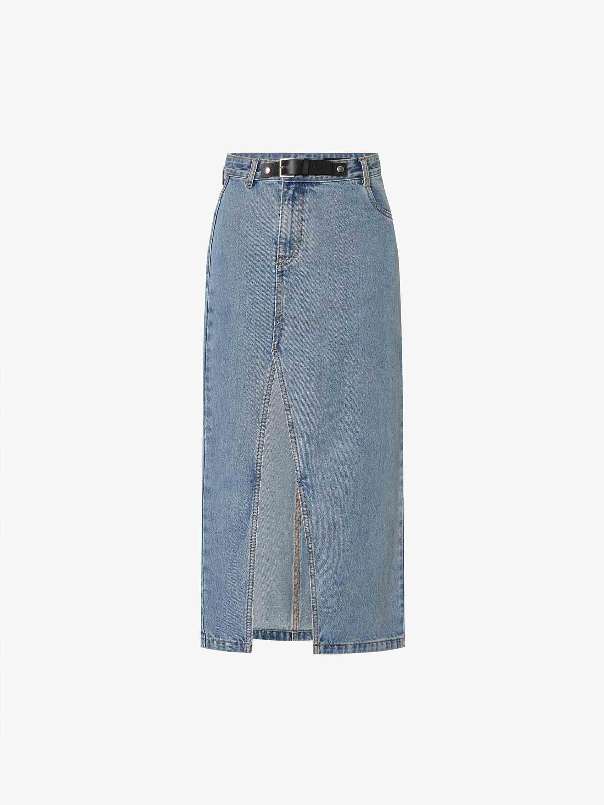 Front Buckle Denim Skirt - Image 5