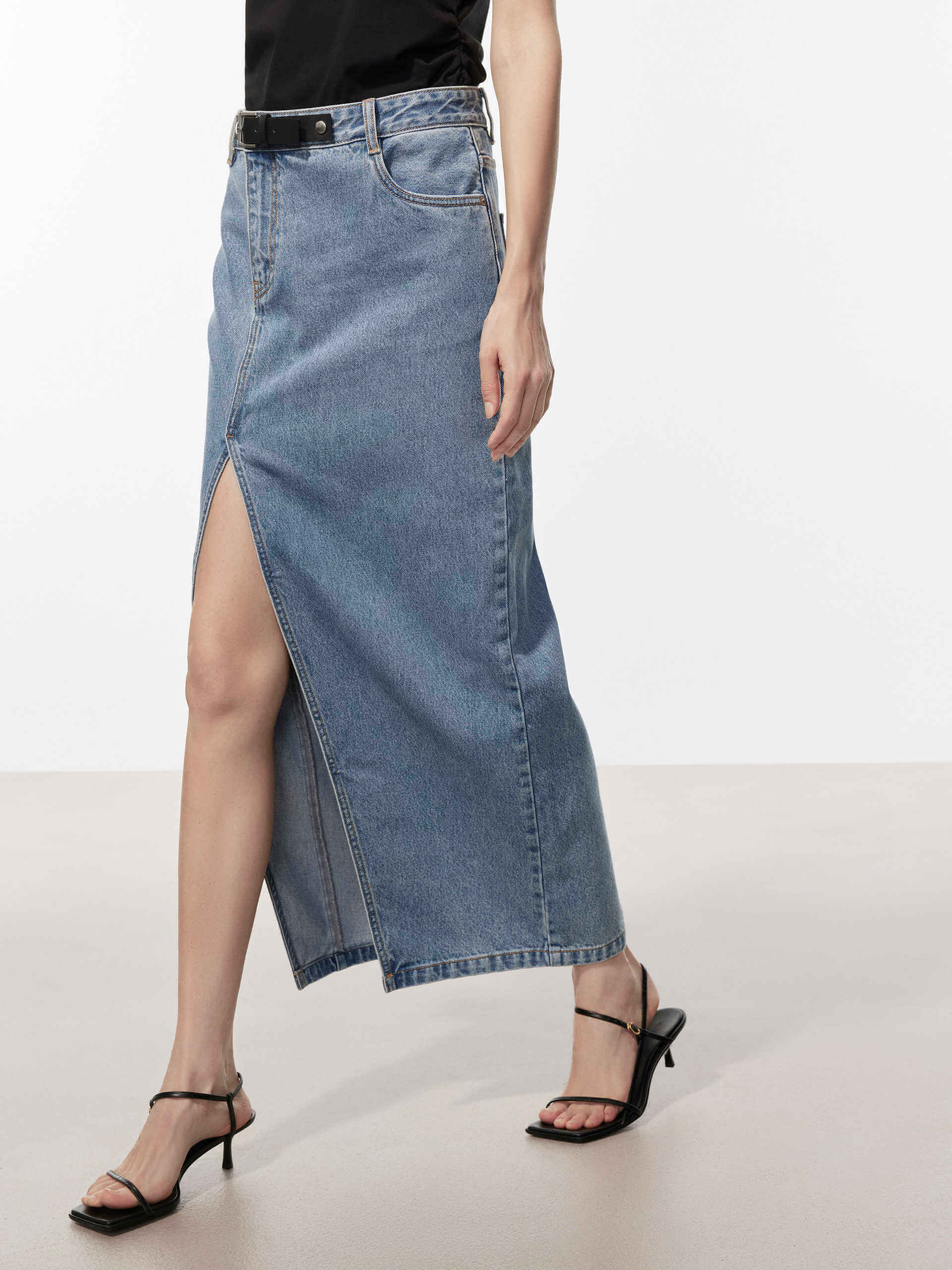 Front Buckle Denim Skirt - Image 6