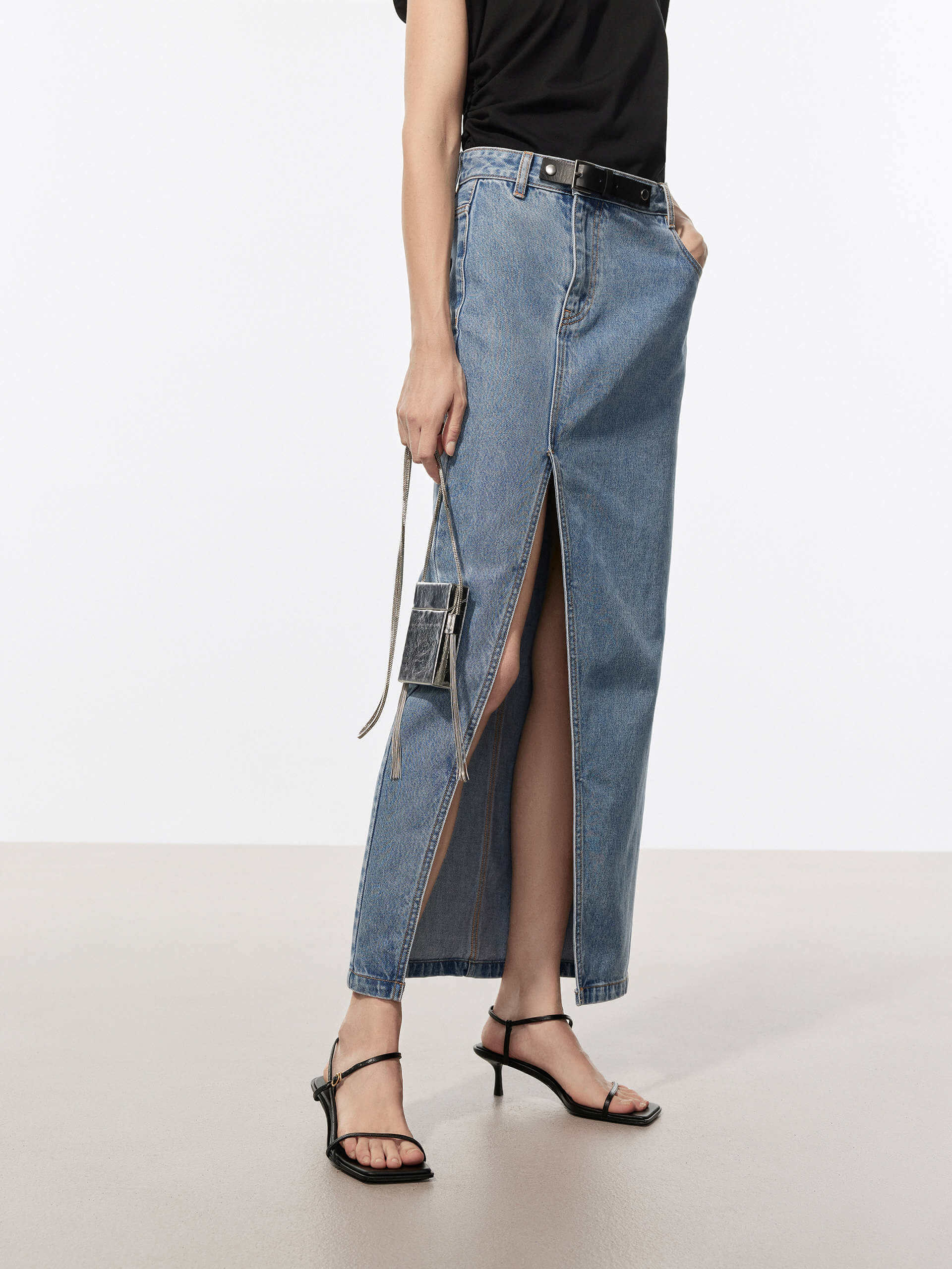 Front Buckle Denim Skirt - Image 7