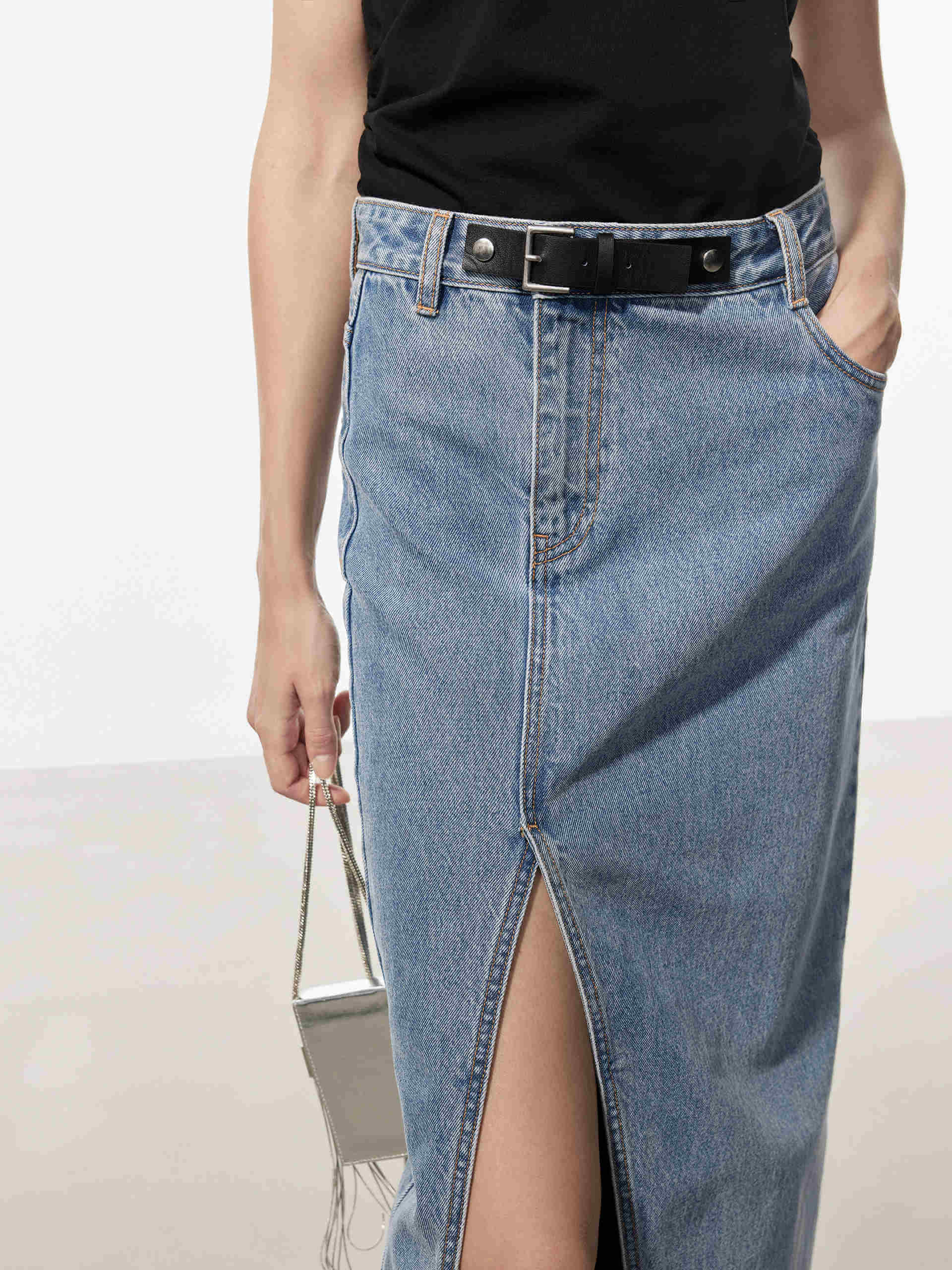 Front Buckle Denim Skirt - Image 8