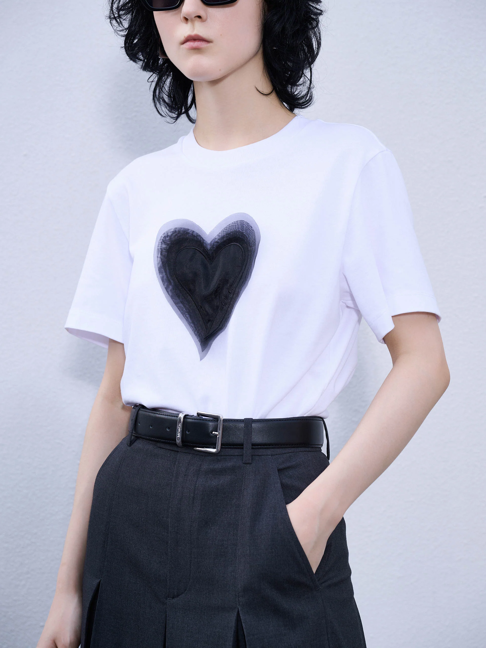 Heart Pattern Cotton T-shirt - Image 3