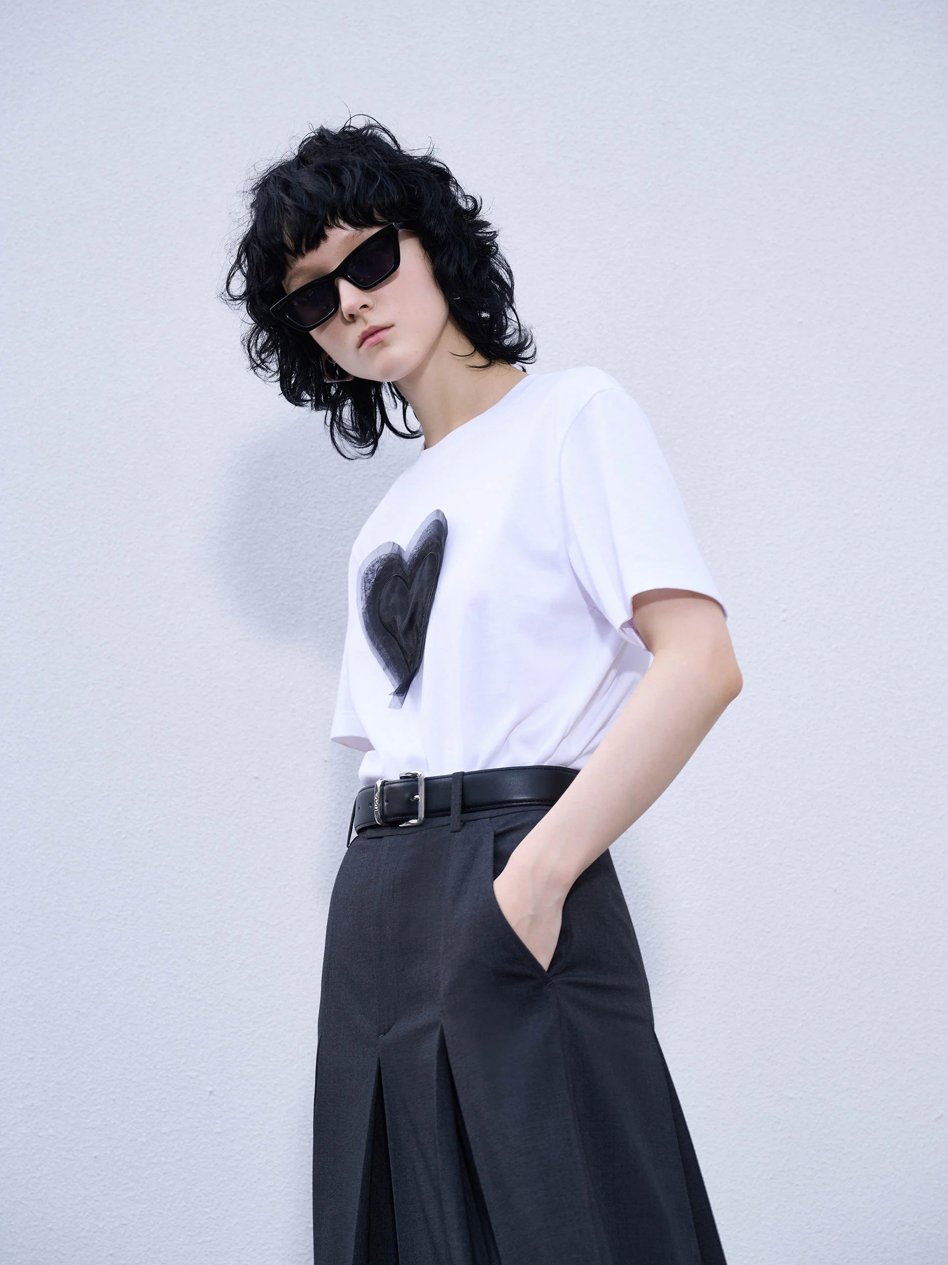 Heart Pattern Cotton T-shirt - Image 5