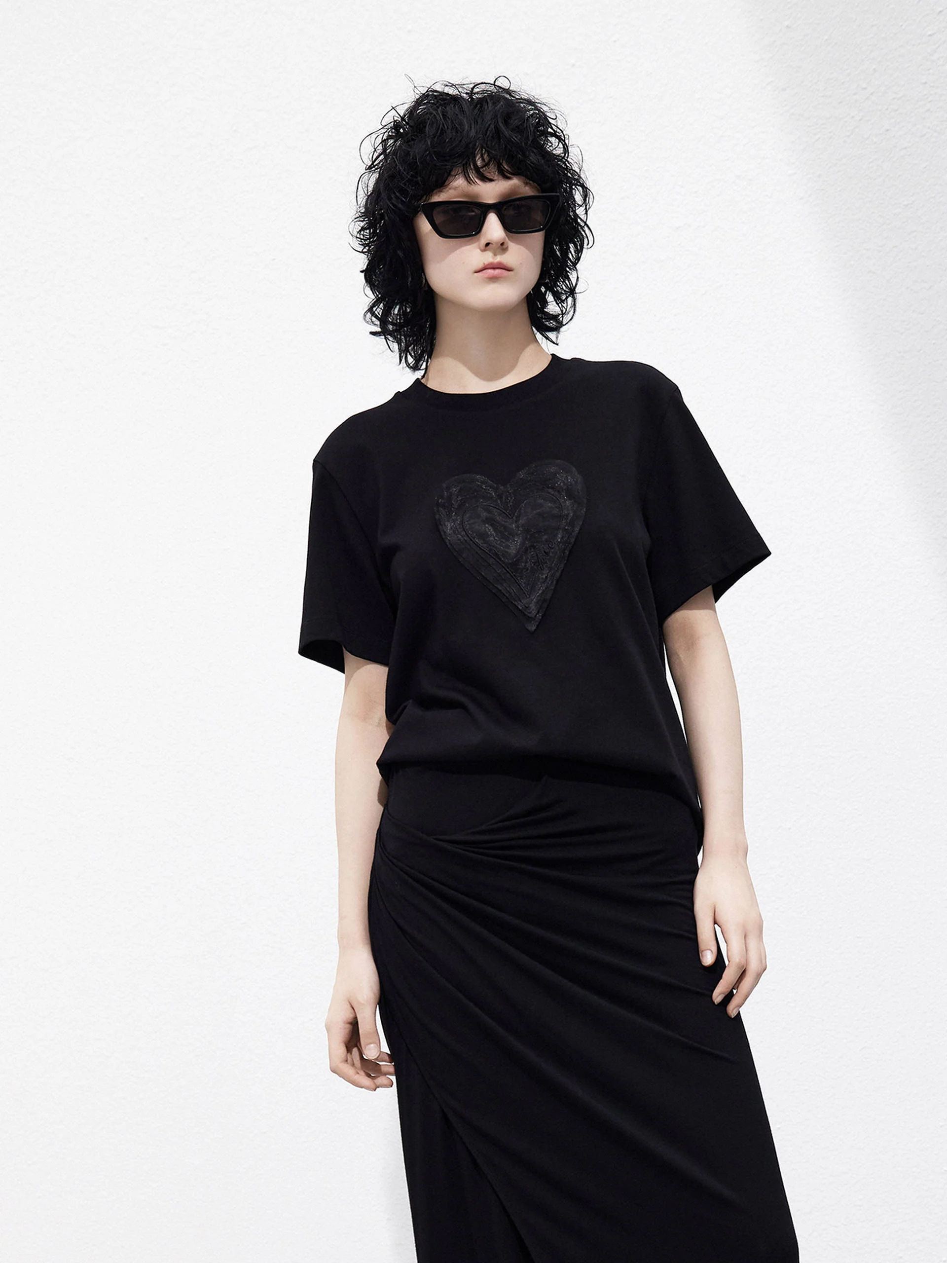 Heart Pattern Cotton T-shirt - Image 7