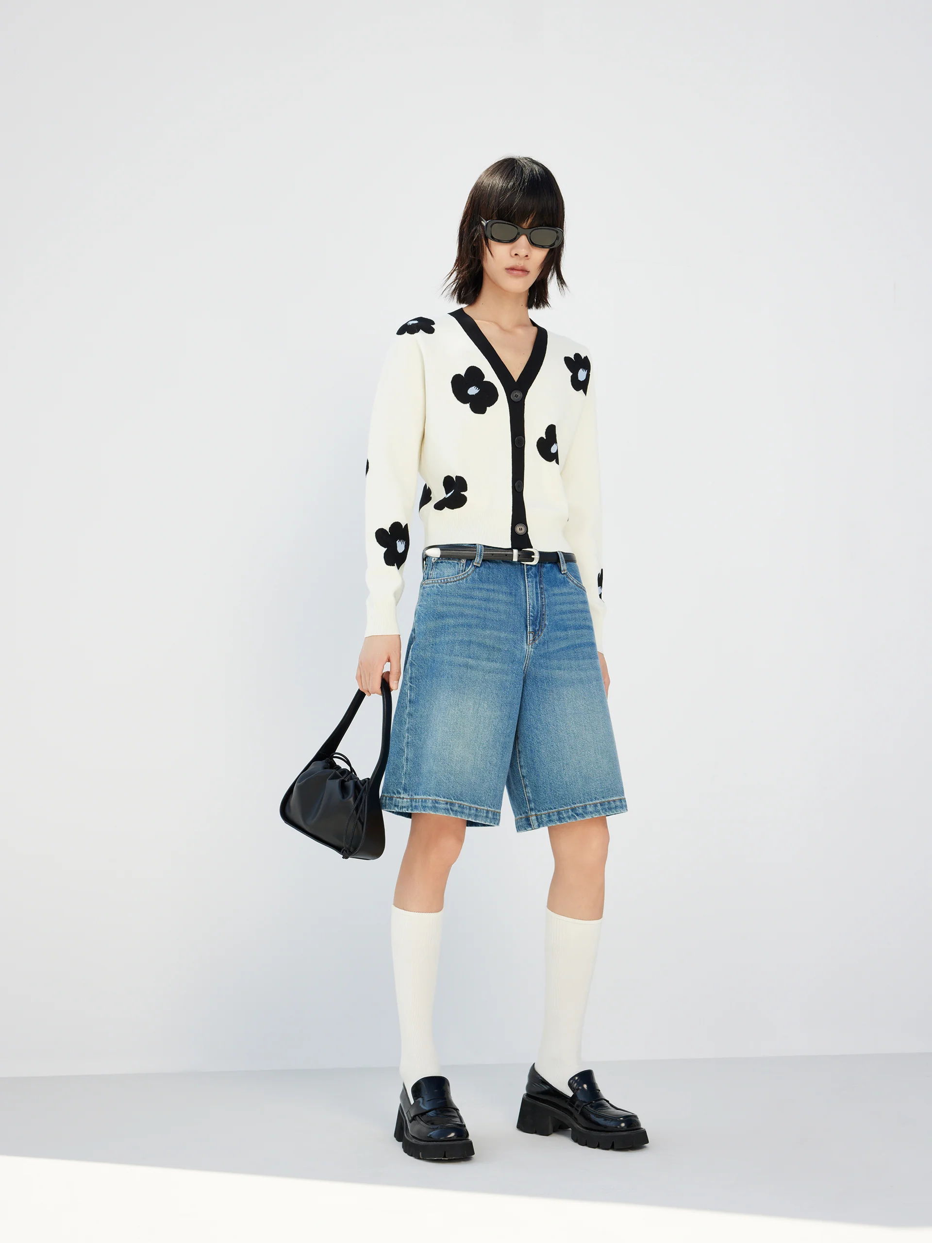 High Rise Cotton Denim Shorts - Image 6