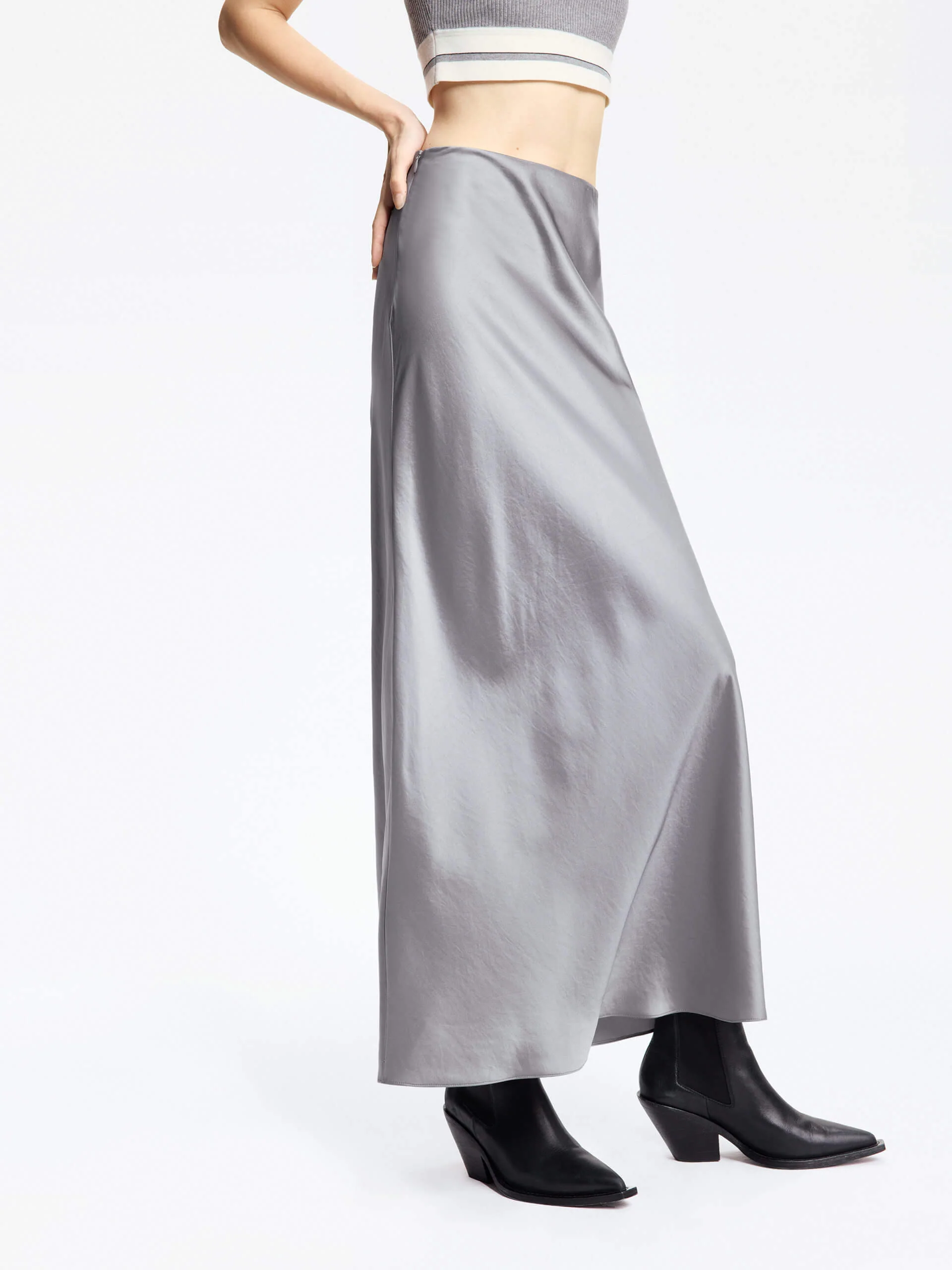 High Rise Satin Maxi Skirt - Image 8