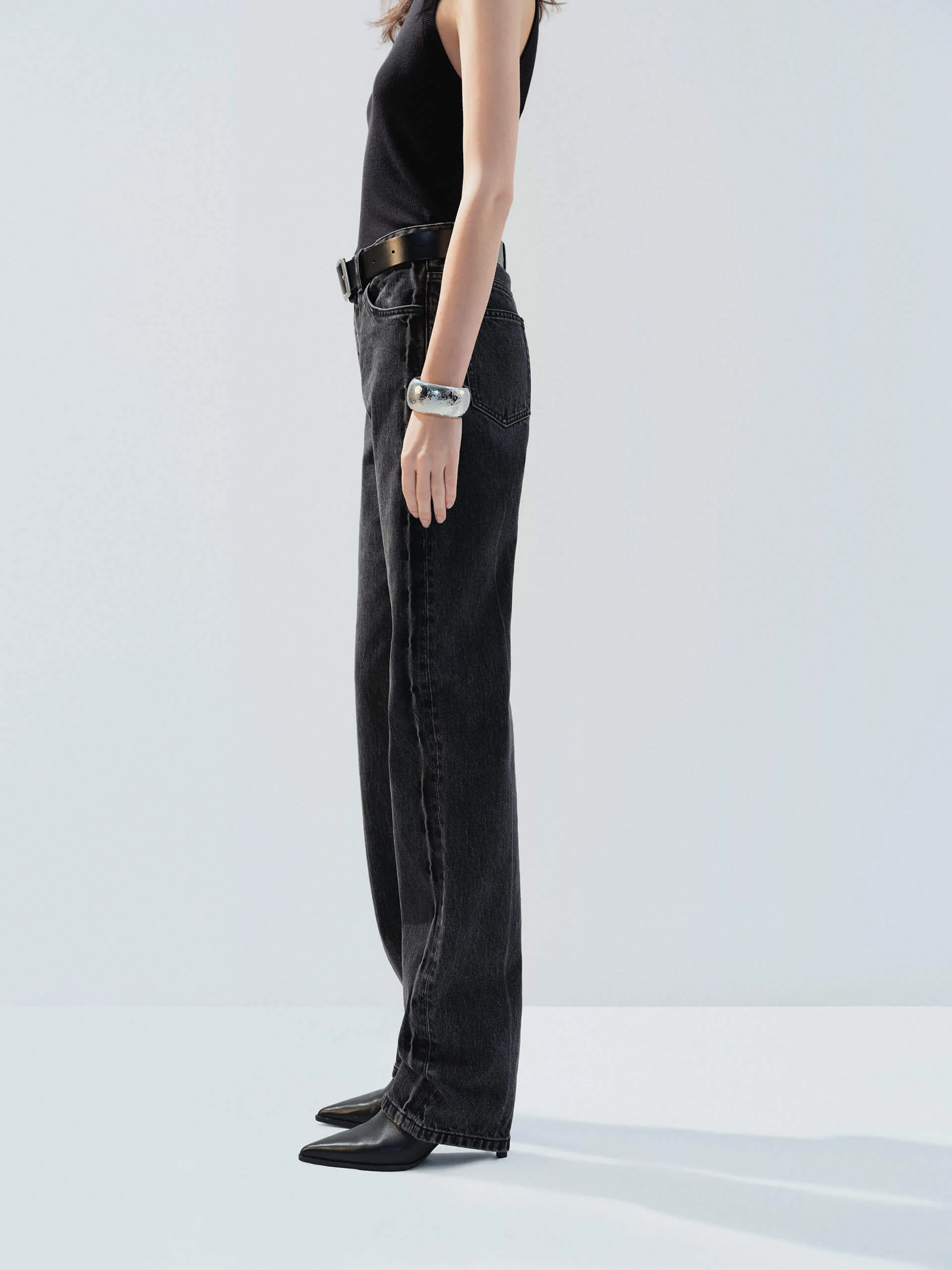 High Waist Black Straight Jeans - Image 6