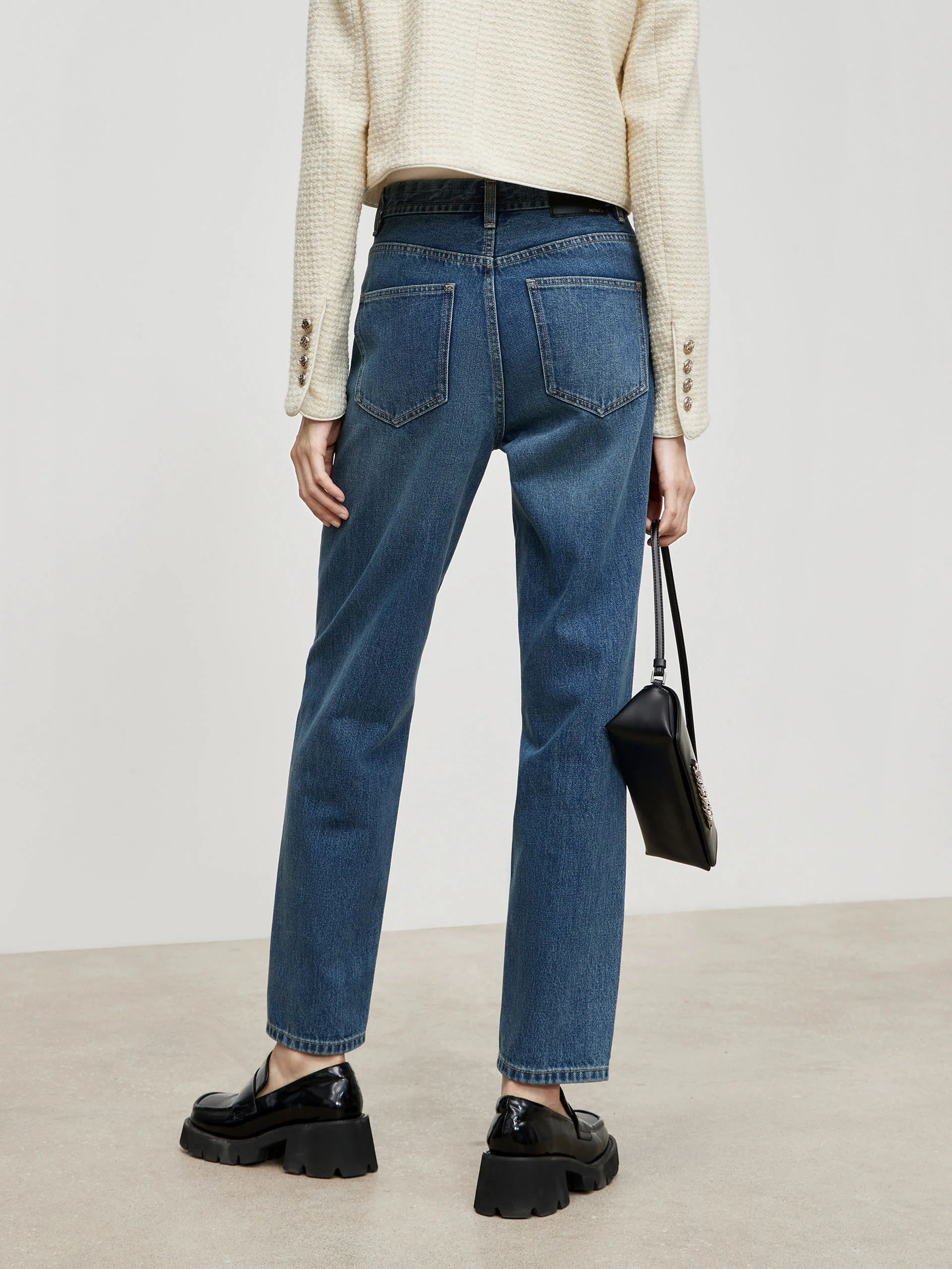 High Waist Straight Cotton Jeans - Image 4