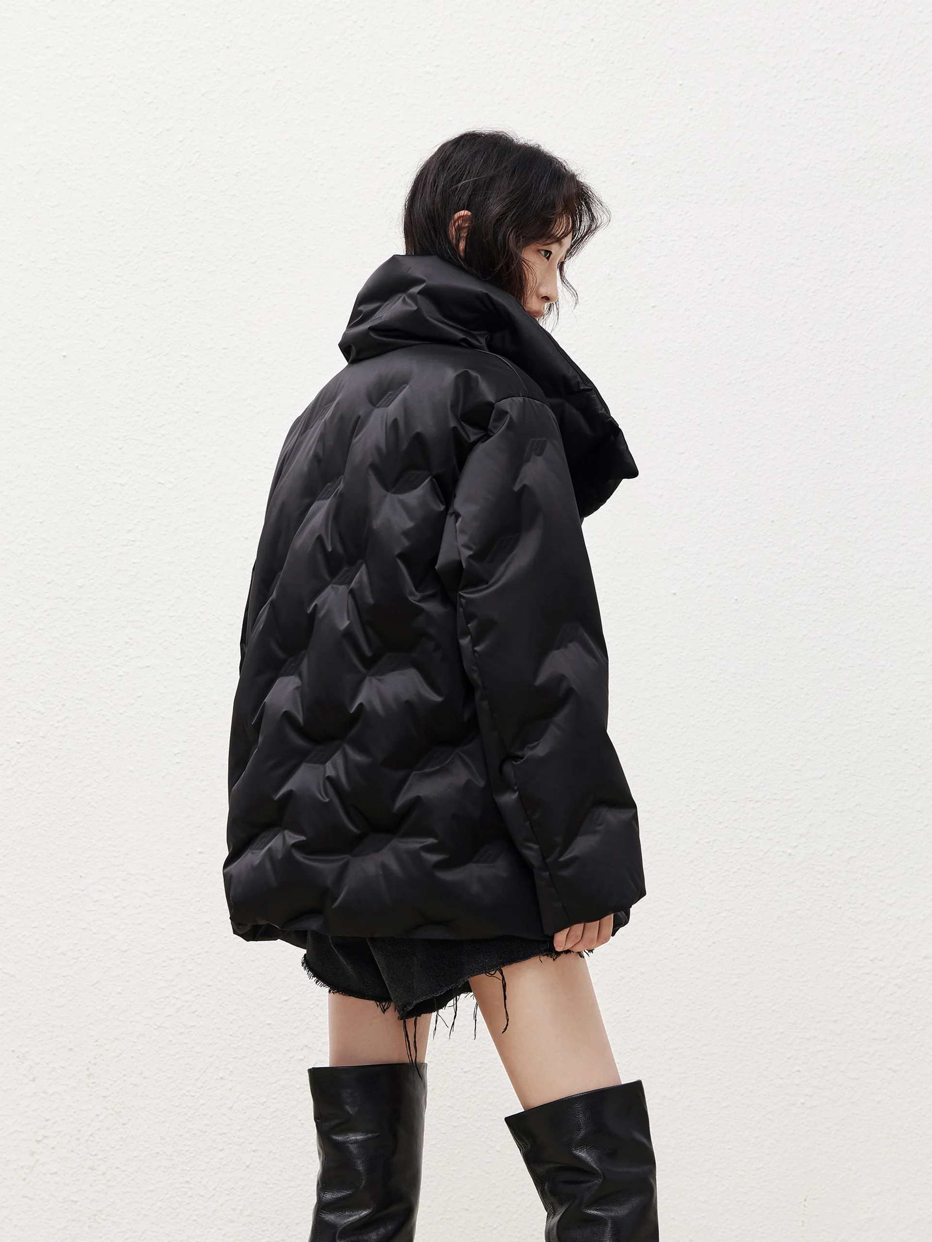 Lapel Collar Down Jacket with Adjustable Belts - Image 5