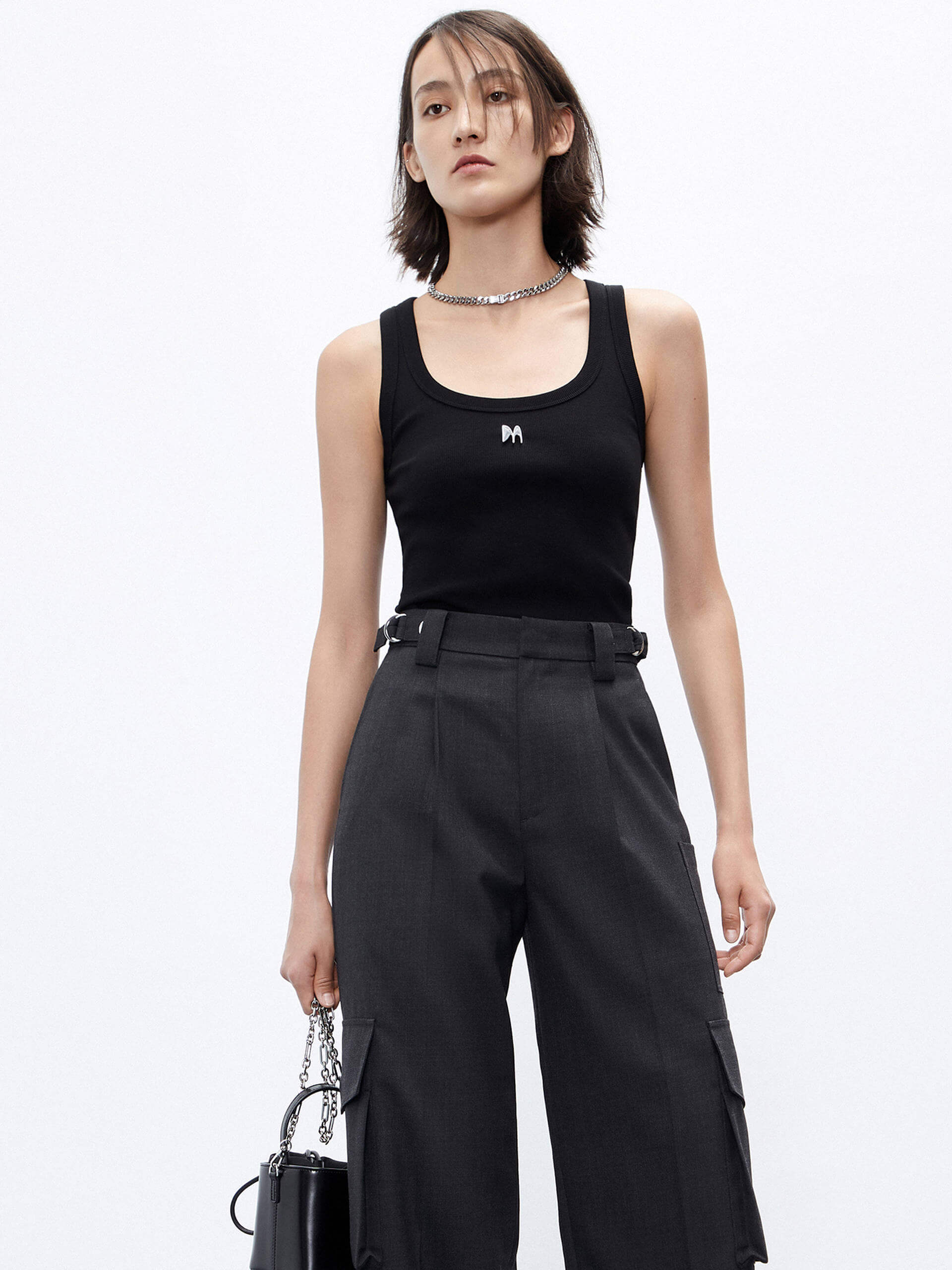 Metal M Detail Ribbed Tank Top - Image 17