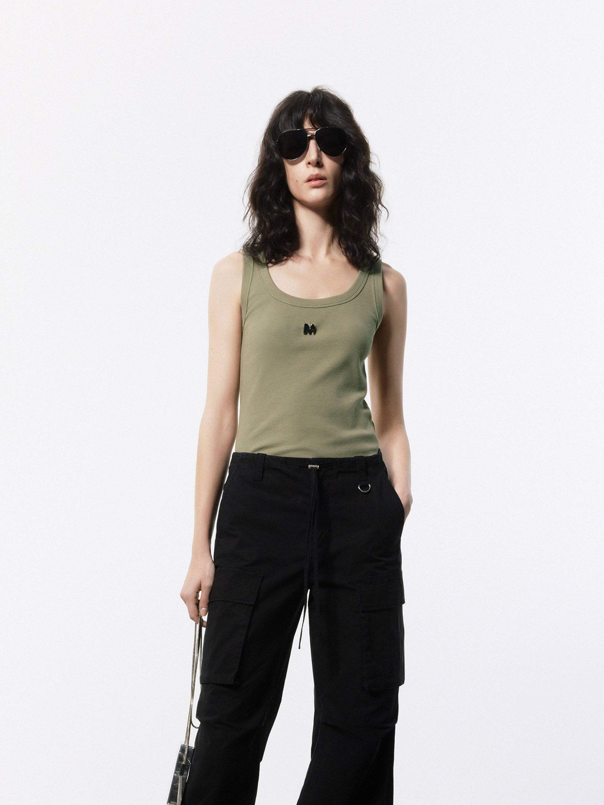 Metal M Detail Ribbed Tank Top - Image 29