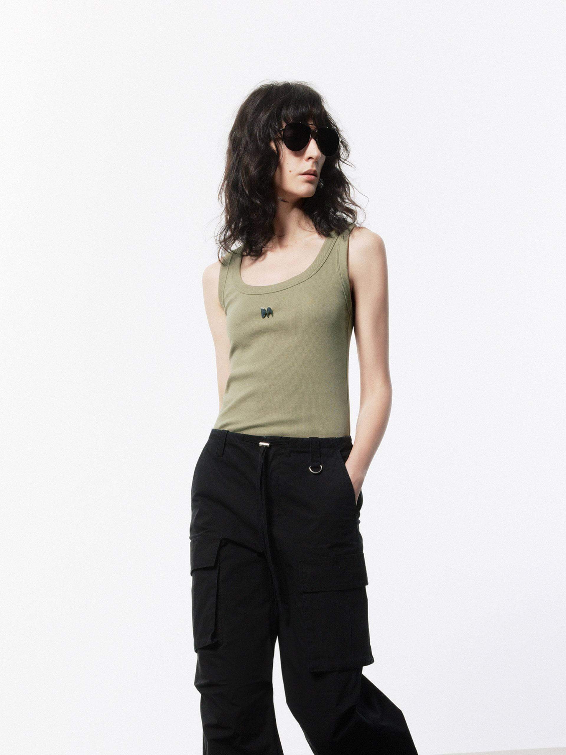 Metal M Detail Ribbed Tank Top - Image 31